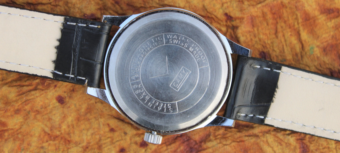 Camy Geneva Vintage 17 Jewels FHF ST96 Mechanical Hand Winding Swiss Made White Dial Wristwatch - Genuine Vintage Watches