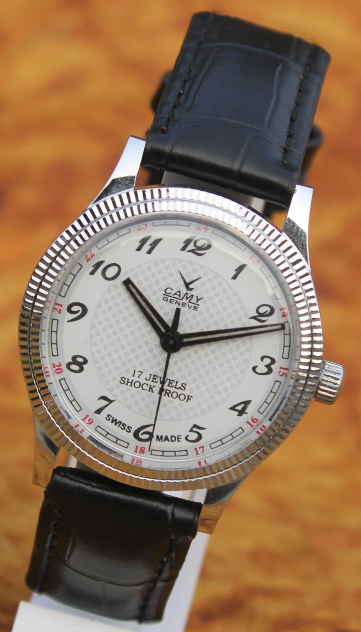 Camy Geneva Vintage 17 Jewels FHF ST96 Mechanical Hand Winding Swiss Made White Dial Wristwatch - Genuine Vintage Watches