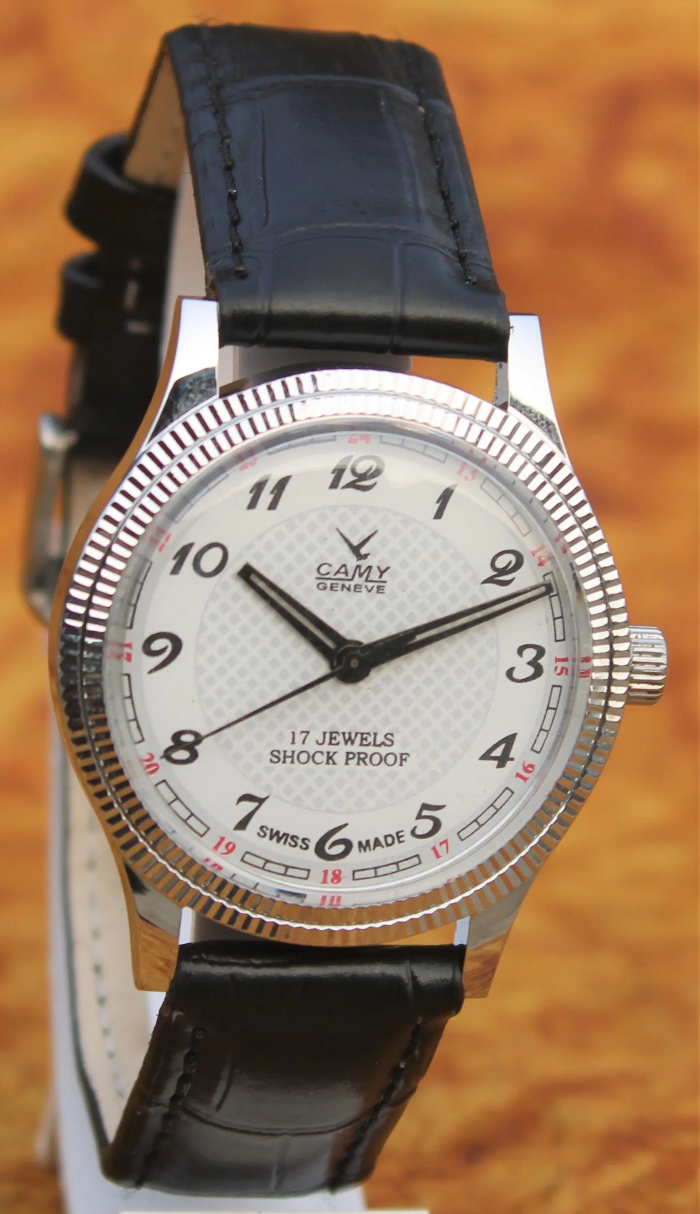 Camy Geneva Vintage 17 Jewels FHF ST96 Mechanical Hand Winding Swiss Made White Dial Wristwatch - Genuine Vintage Watches