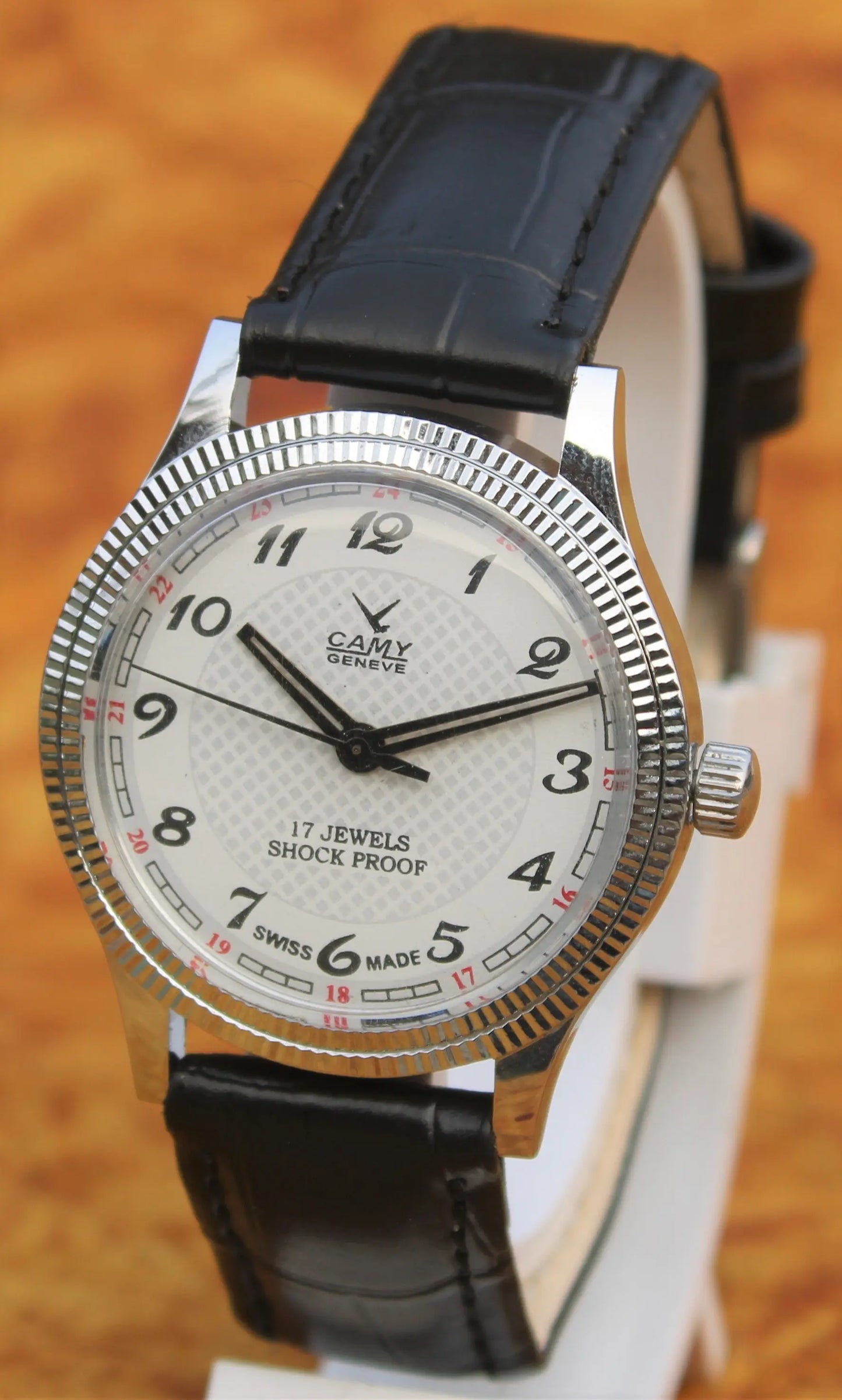 Camy Geneva Vintage 17 Jewels FHF ST96 Mechanical Hand Winding Swiss Made White Dial Wristwatch - Genuine Vintage Watches