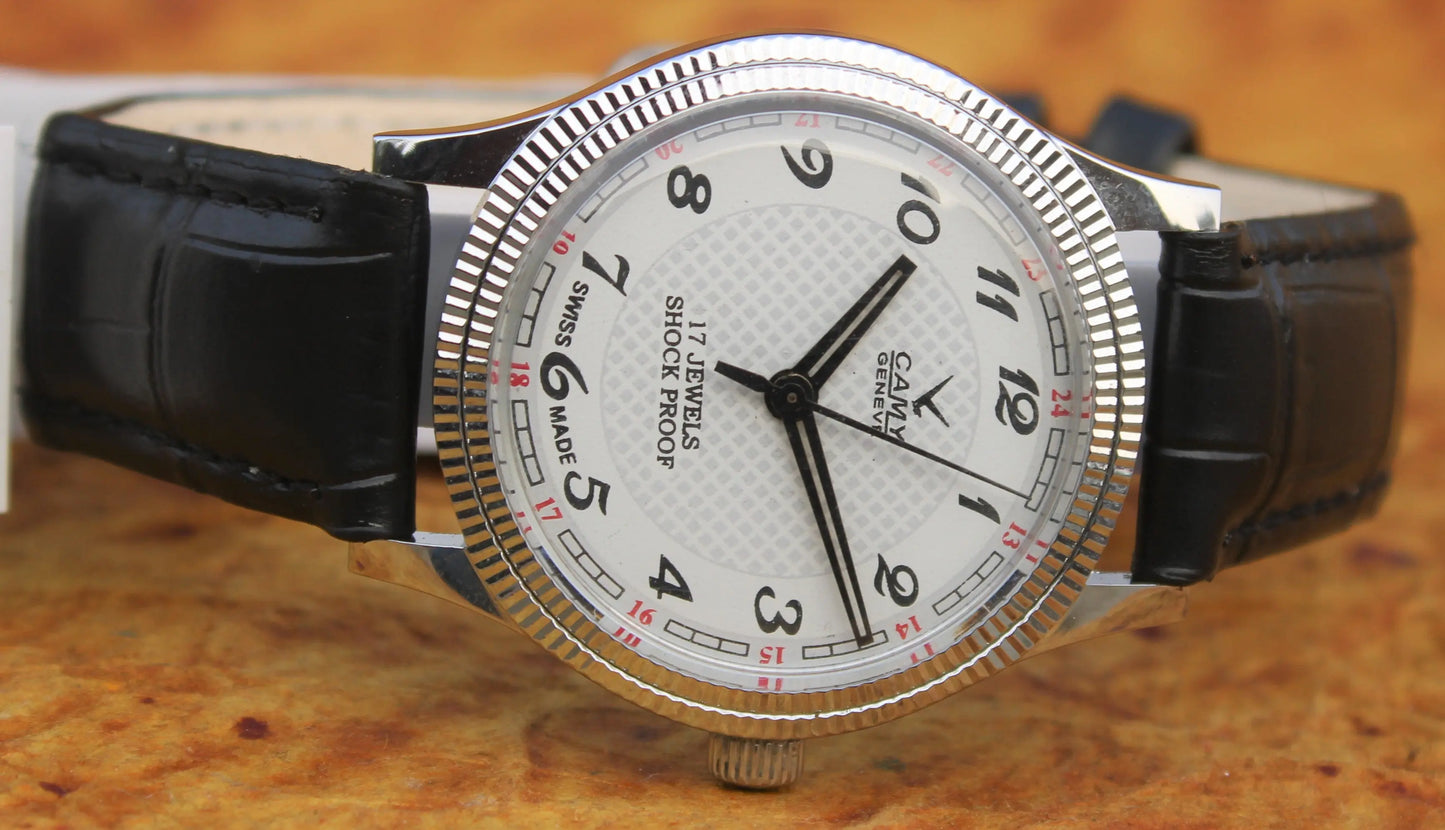 Camy Geneva Vintage 17 Jewels FHF ST96 Mechanical Hand Winding Swiss Made White Dial Wristwatch - Genuine Vintage Watches