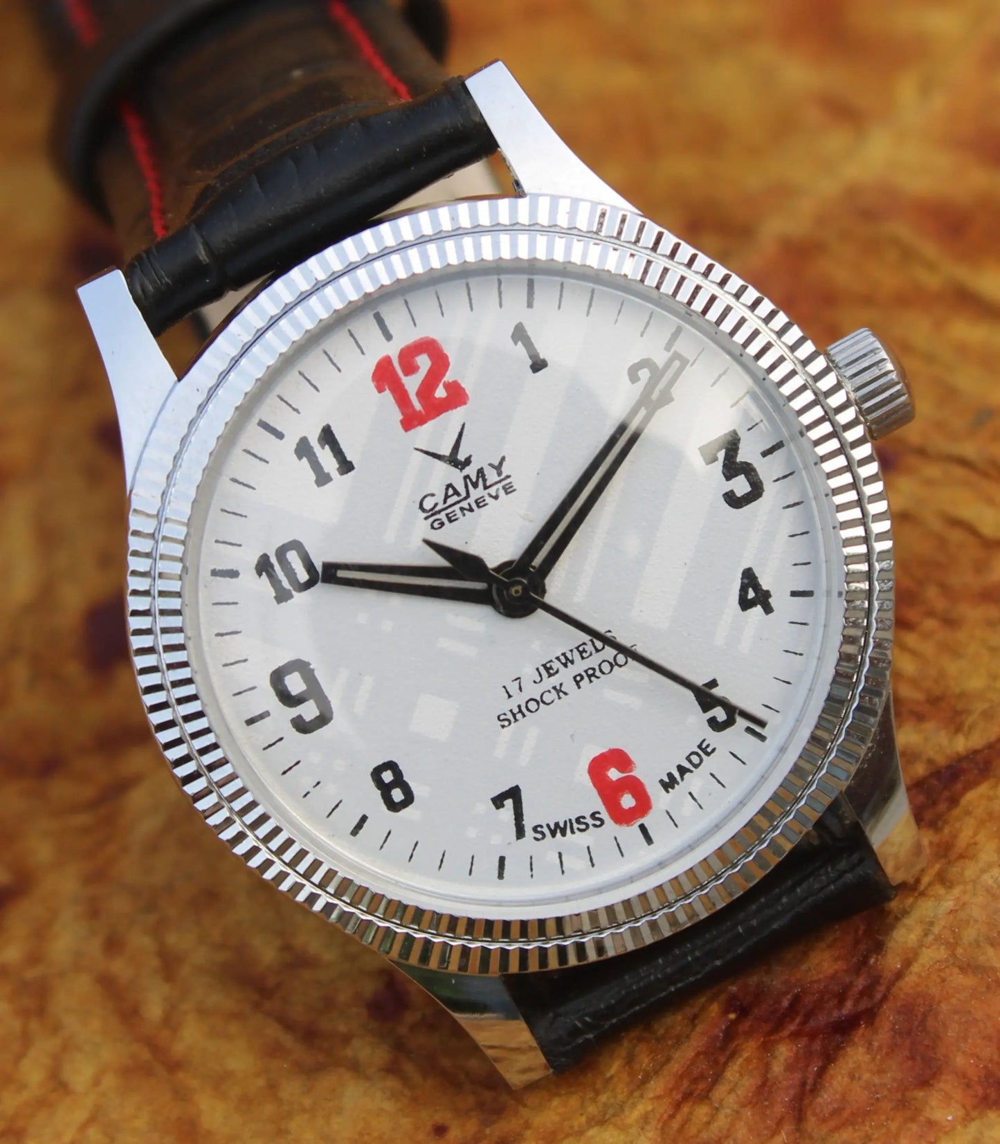Camy Geneva Vintage 17 Jewels FHF ST96 Mechanical Hand Winding Swiss Made White Dial Wristwatch - Genuine Vintage Watches
