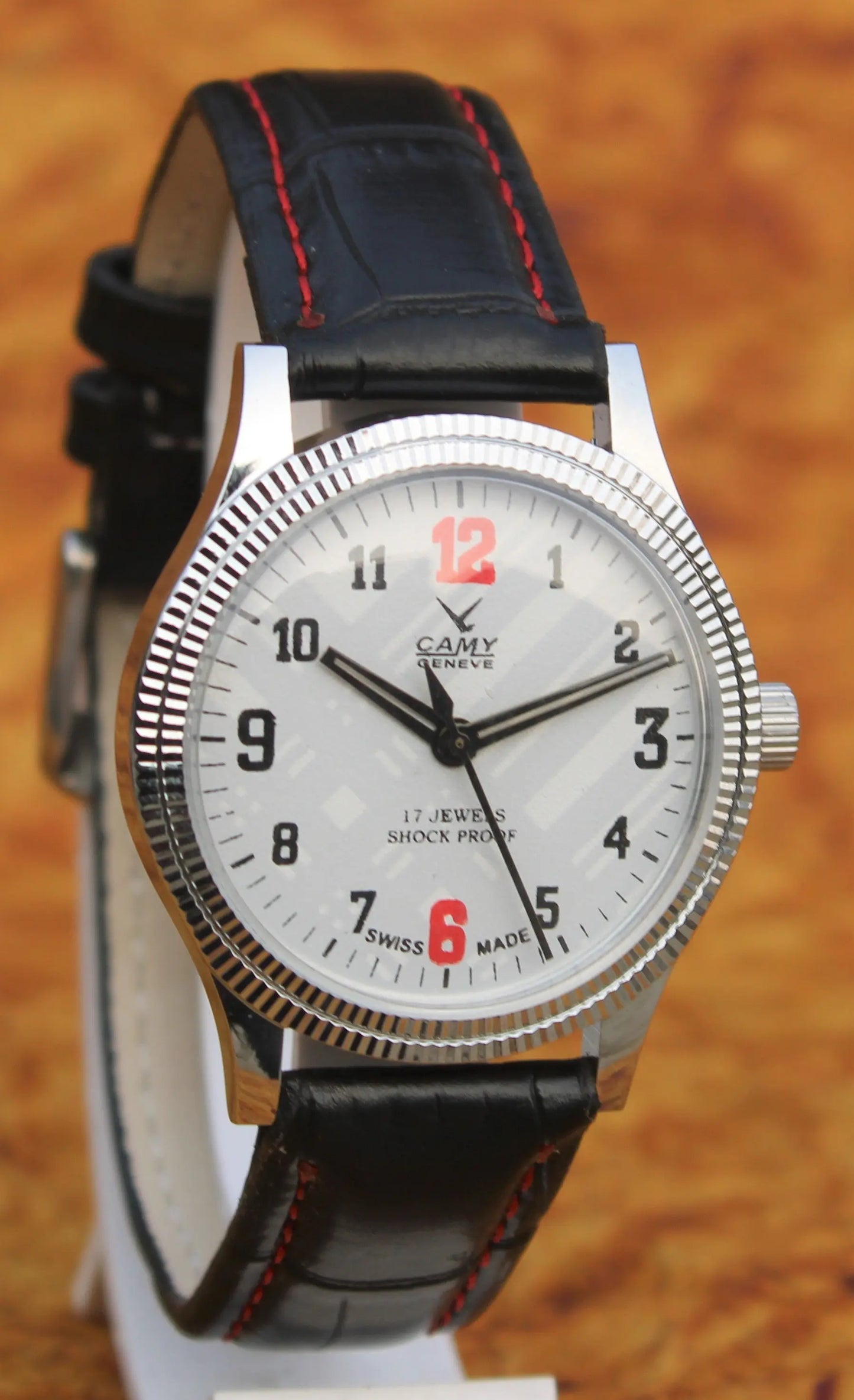 Camy Geneva Vintage 17 Jewels FHF ST96 Mechanical Hand Winding Swiss Made White Dial Wristwatch - Genuine Vintage Watches