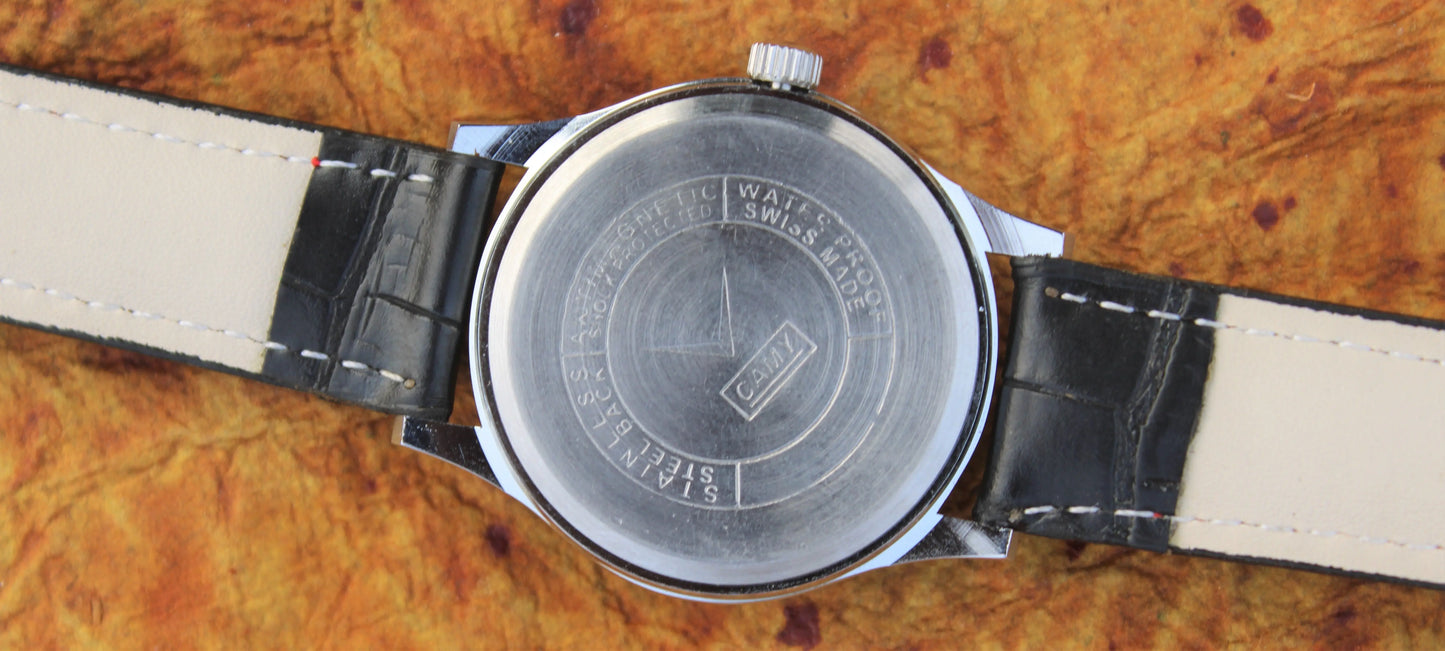 Camy Geneva Vintage 17 Jewels FHF ST96 Mechanical Hand Winding Swiss Made Green Dial Wristwatch - Genuine Vintage Watches