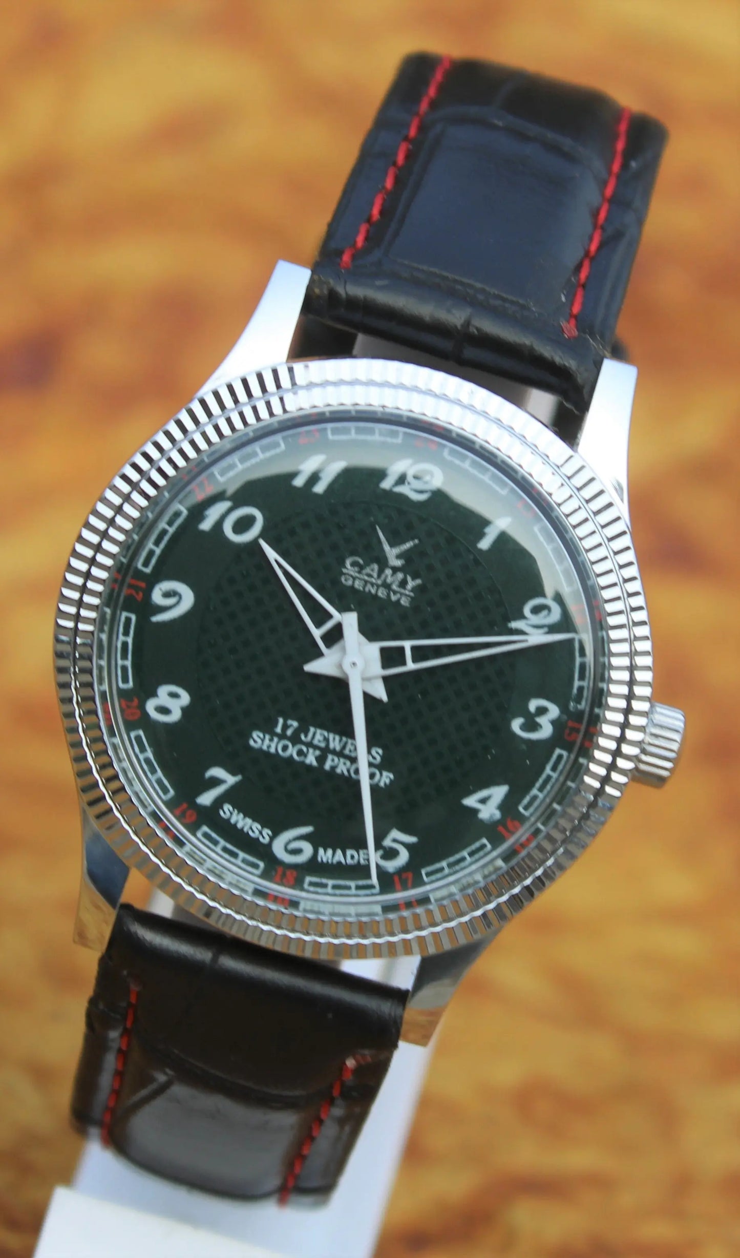 Camy Geneva Vintage 17 Jewels FHF ST96 Mechanical Hand Winding Swiss Made Green Dial Wristwatch - Genuine Vintage Watches