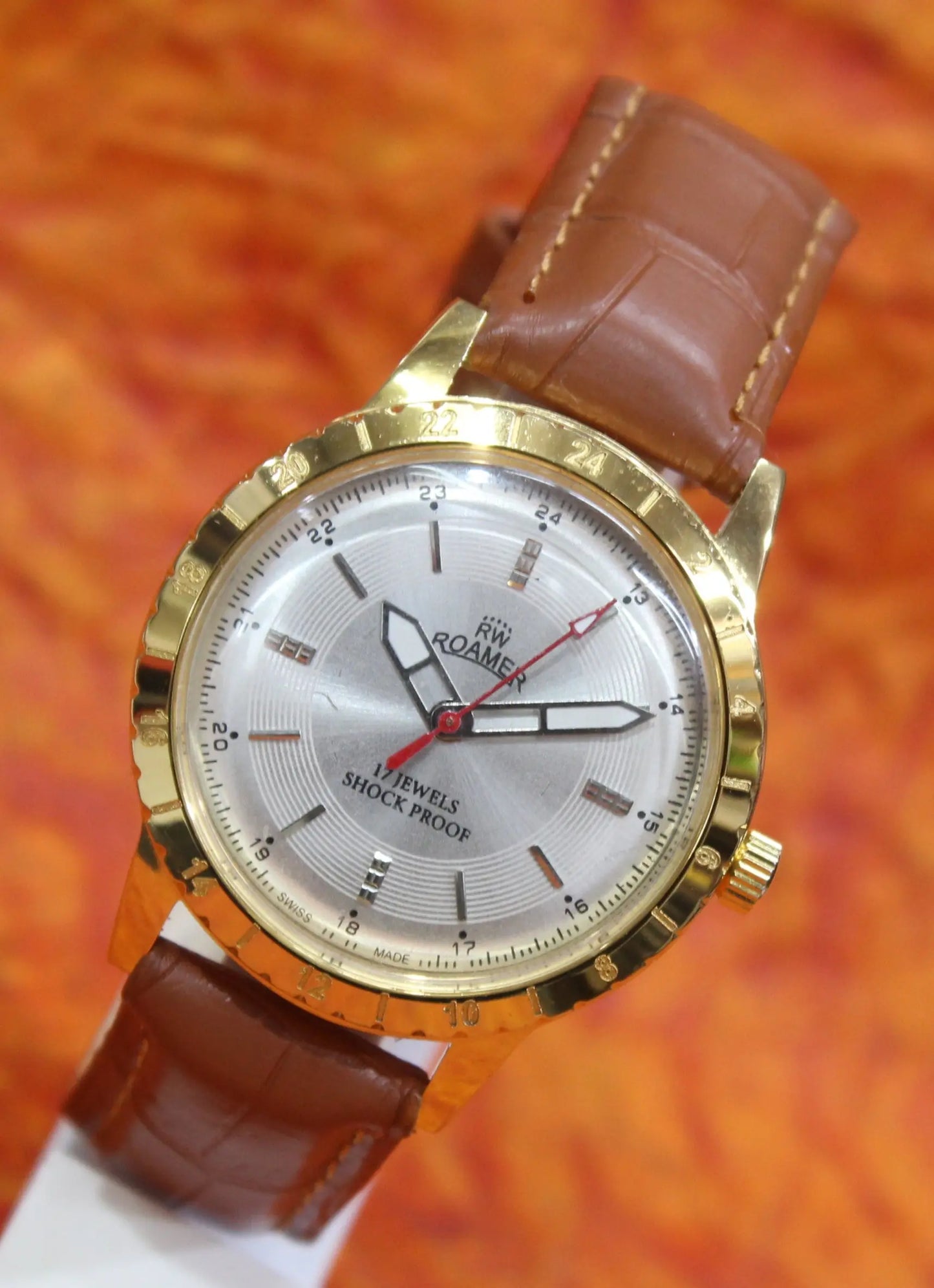 Gold Plated Watch Roamer 17 Jewels FHF ST96 Hand Wind Swiss Movement - Genuine Vintage Watches