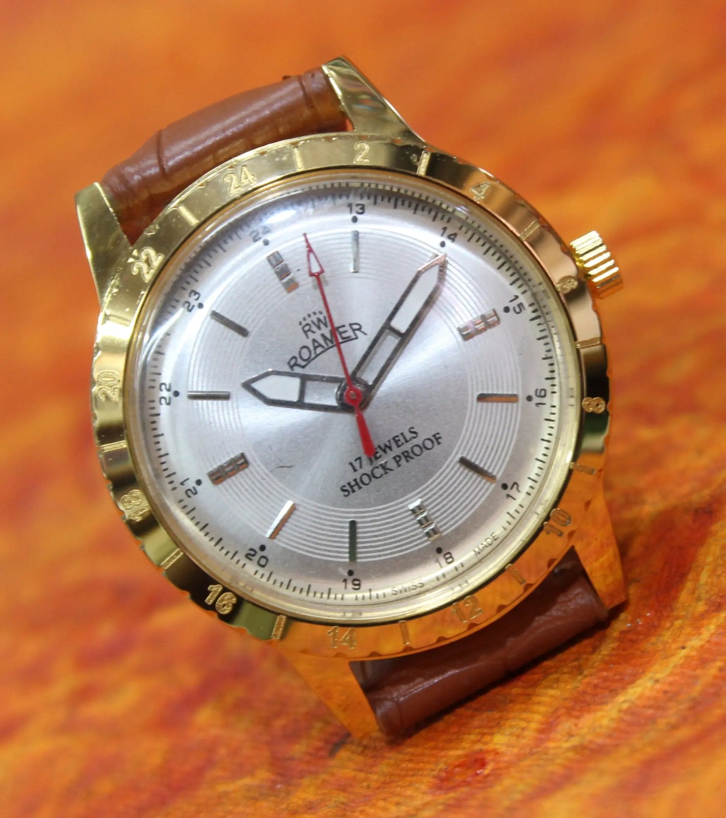 Gold Plated Watch Roamer 17 Jewels FHF ST96 Hand Wind Swiss Movement - Genuine Vintage Watches