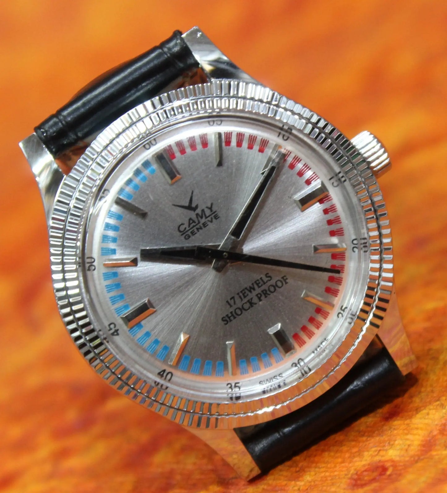 Camy Geneva Vintage 17 Jewels FHF ST96 Mechanical Hand Winding Swiss Made Silver Dial Wristwatch - Genuine Vintage Watches