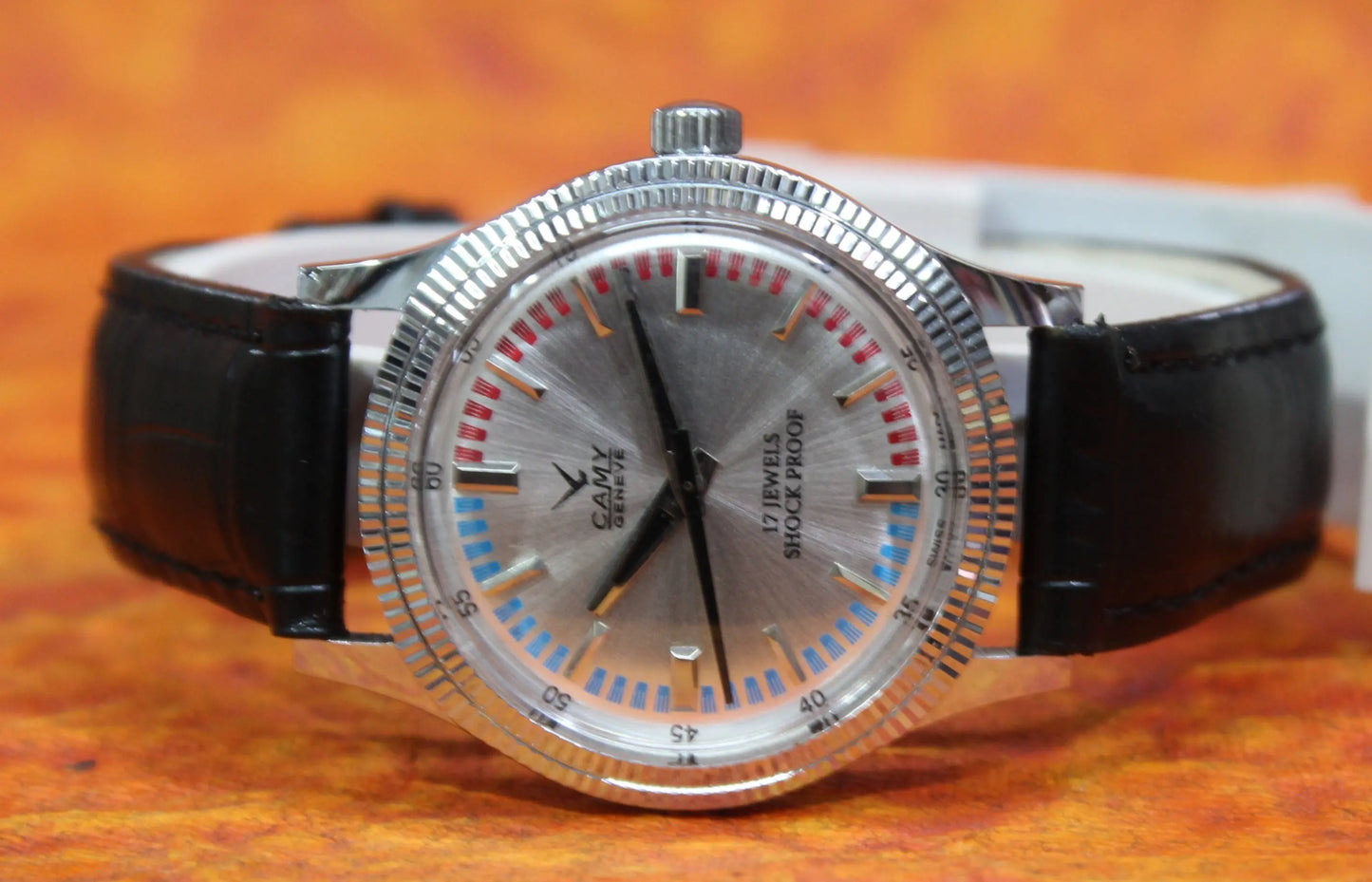 Camy Geneva Vintage 17 Jewels FHF ST96 Mechanical Hand Winding Swiss Made Silver Dial Wristwatch - Genuine Vintage Watches