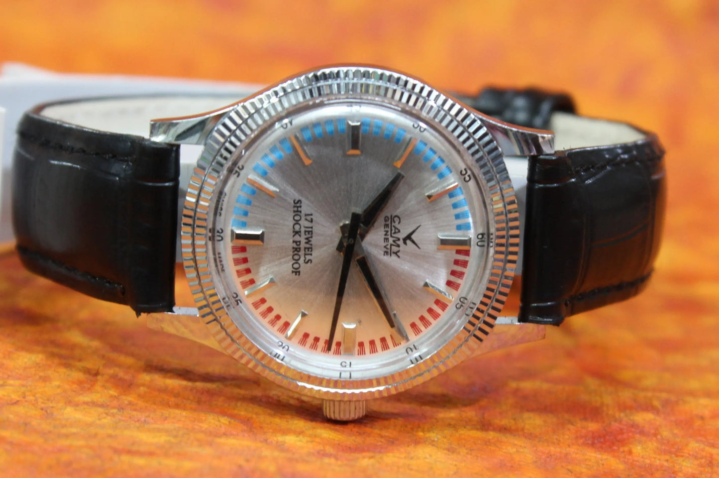Camy Geneva Vintage 17 Jewels FHF ST96 Mechanical Hand Winding Swiss Made Silver Dial Wristwatch - Genuine Vintage Watches