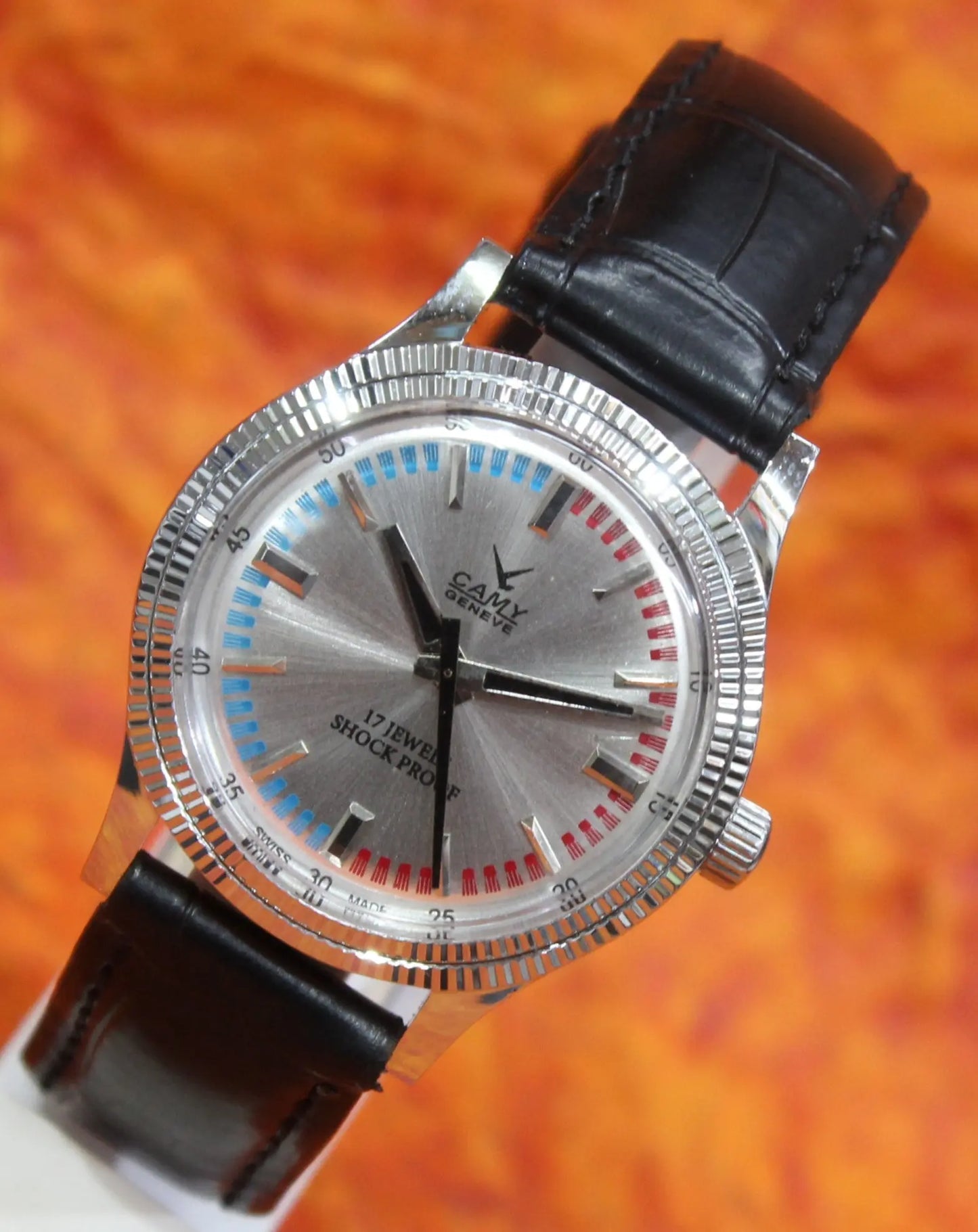 Camy Geneva Vintage 17 Jewels FHF ST96 Mechanical Hand Winding Swiss Made Silver Dial Wristwatch - Genuine Vintage Watches