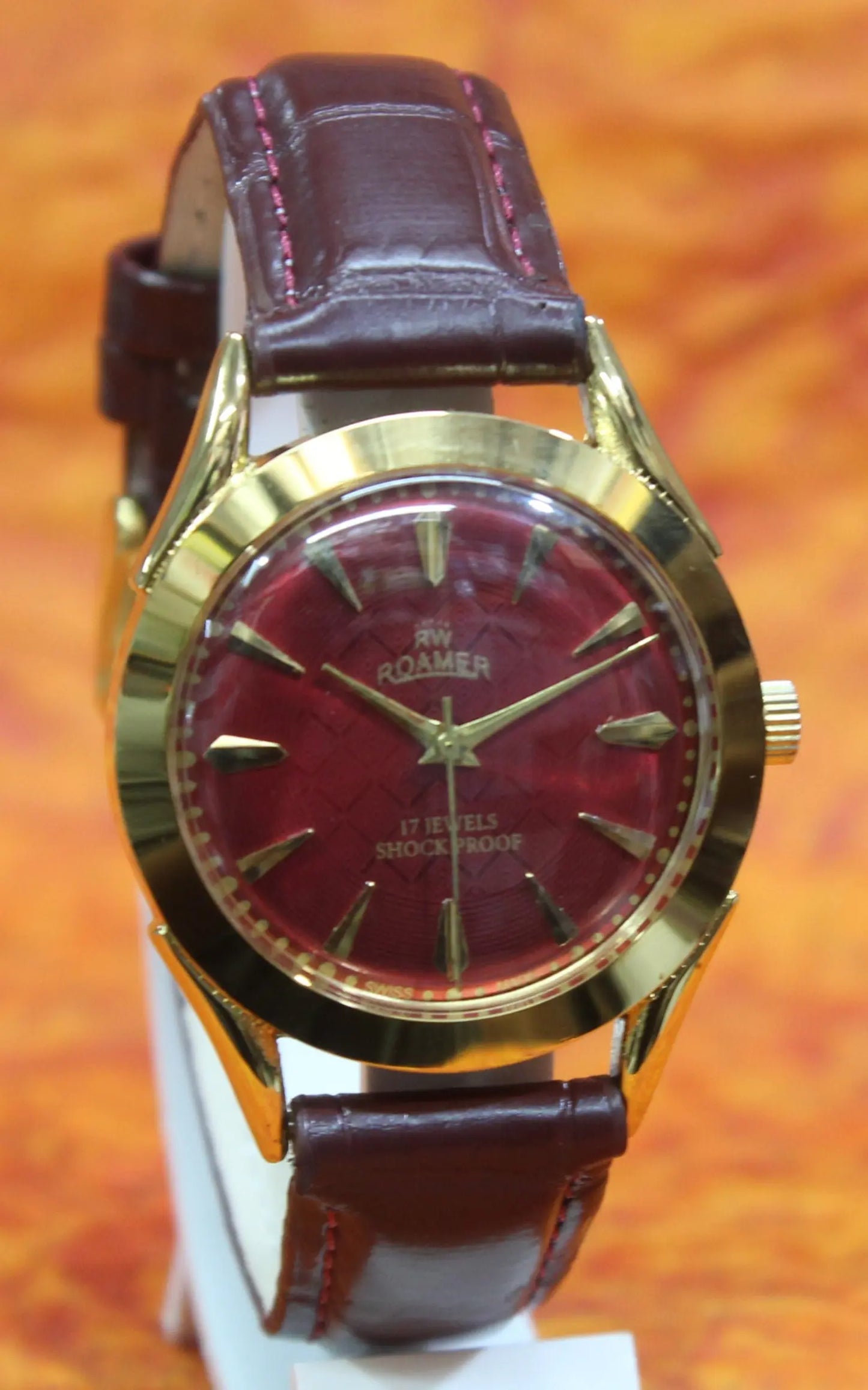 Roamer Vintage Wristwatch 17 Jewels FHF ST96 Mechanical Hand Winding Swiss Made Red Dial - Genuine Vintage Watches