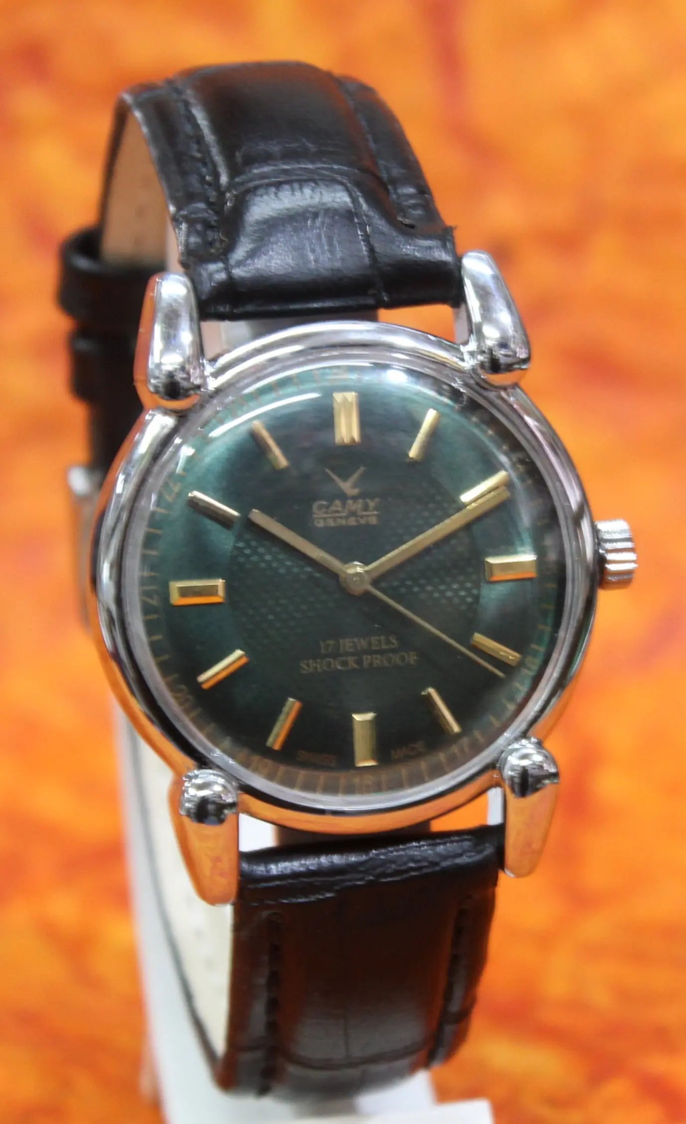 Camy Geneva Vintage 17 Jewels FHF ST96 Mechanical Hand Winding Swiss Made Green Dial Wristwatch - Genuine Vintage Watches