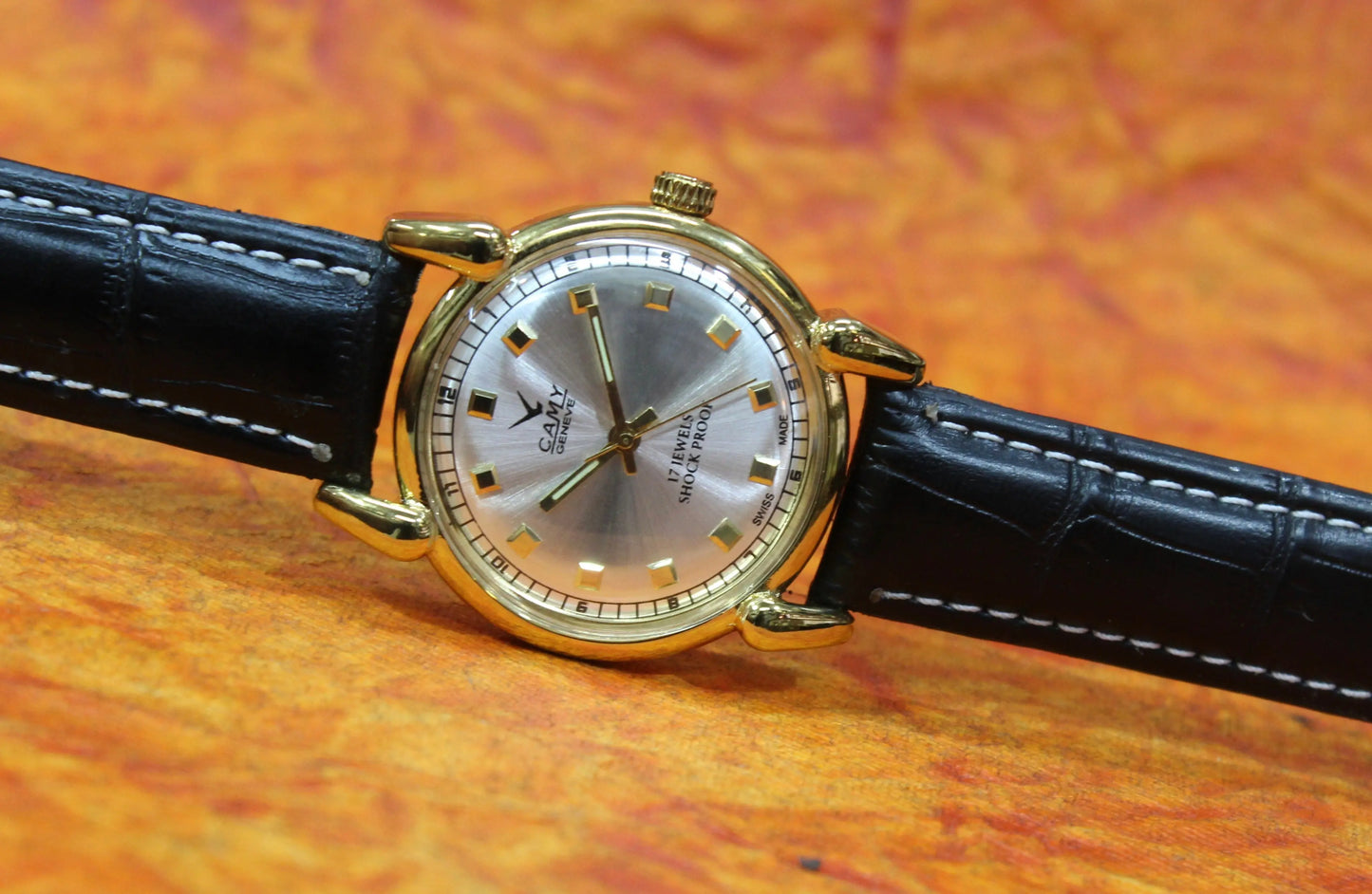 Camy Geneva Vintage 17 Jewels FHF ST96 Mechanical Hand Winding Swiss Made Silver Dial Wristwatch - Genuine Vintage Watches