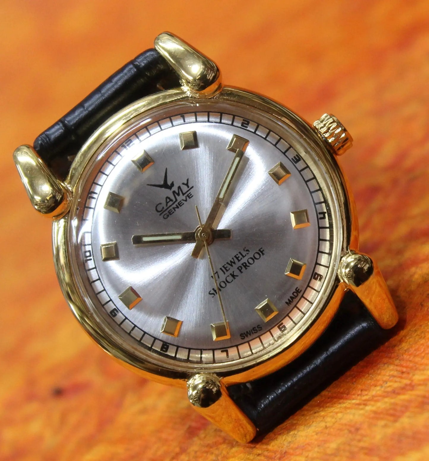 Camy Geneva Vintage 17 Jewels FHF ST96 Mechanical Hand Winding Swiss Made Silver Dial Wristwatch - Genuine Vintage Watches