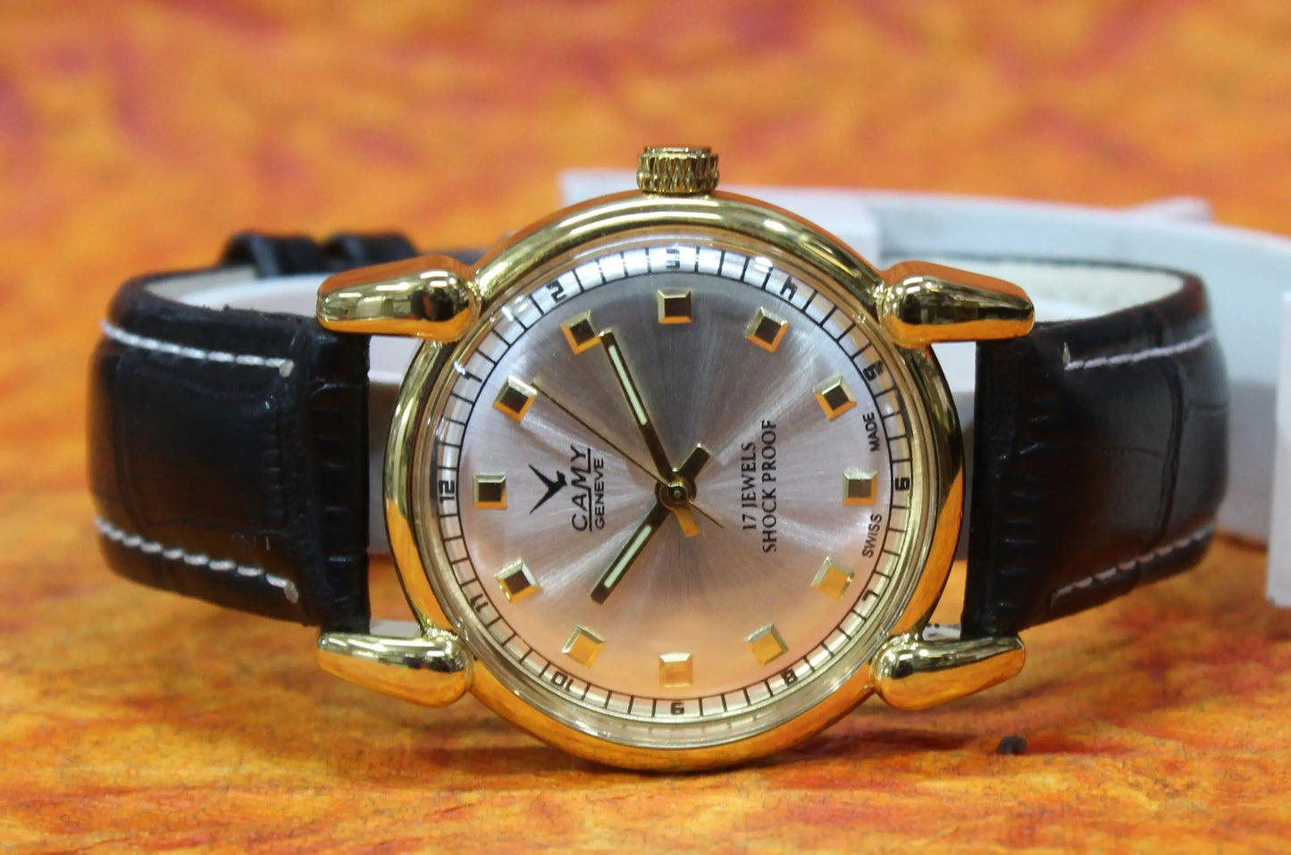 Camy Geneva Vintage 17 Jewels FHF ST96 Mechanical Hand Winding Swiss Made Silver Dial Wristwatch - Genuine Vintage Watches