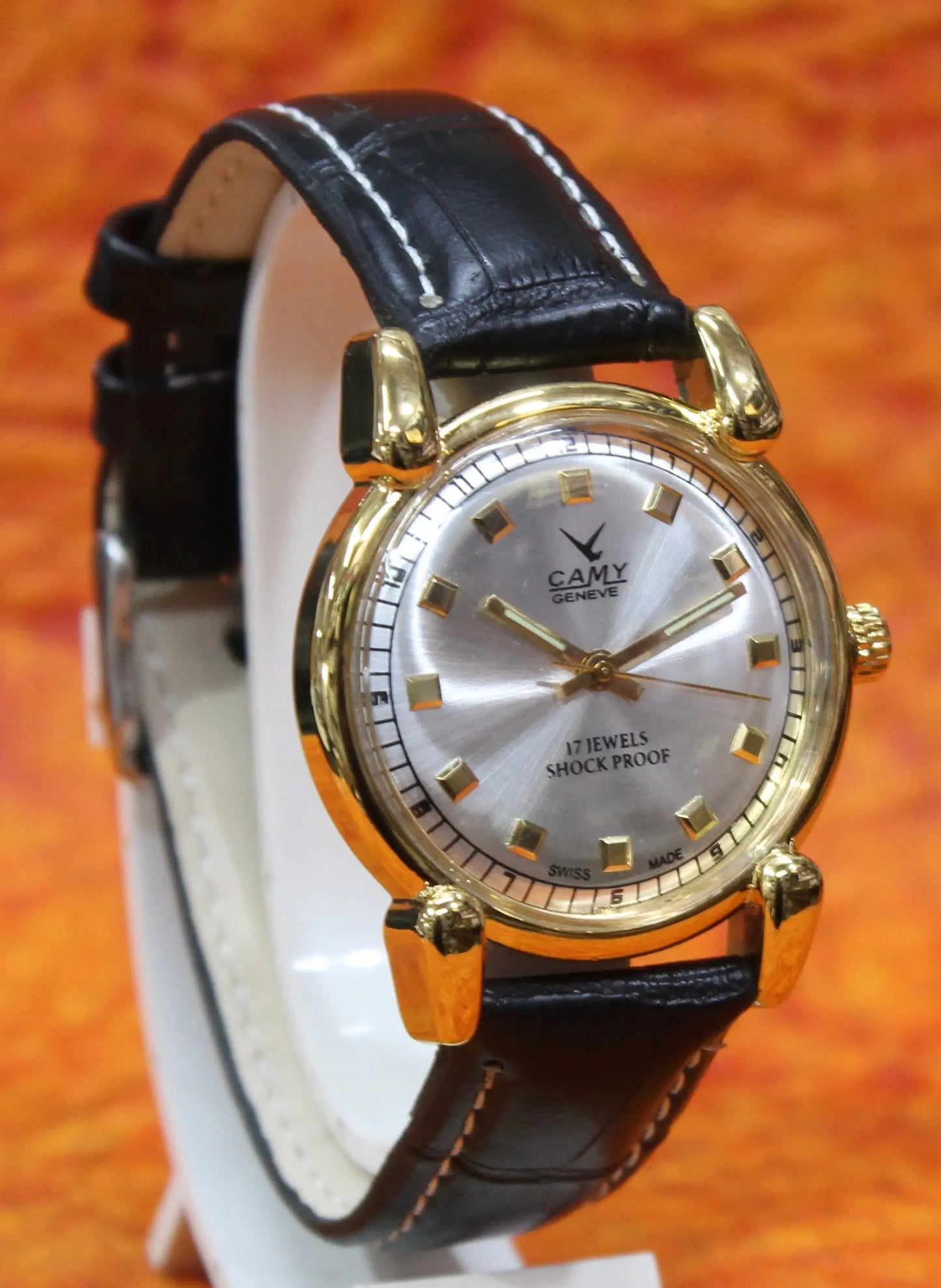 Camy Geneva Vintage 17 Jewels FHF ST96 Mechanical Hand Winding Swiss Made Silver Dial Wristwatch - Genuine Vintage Watches