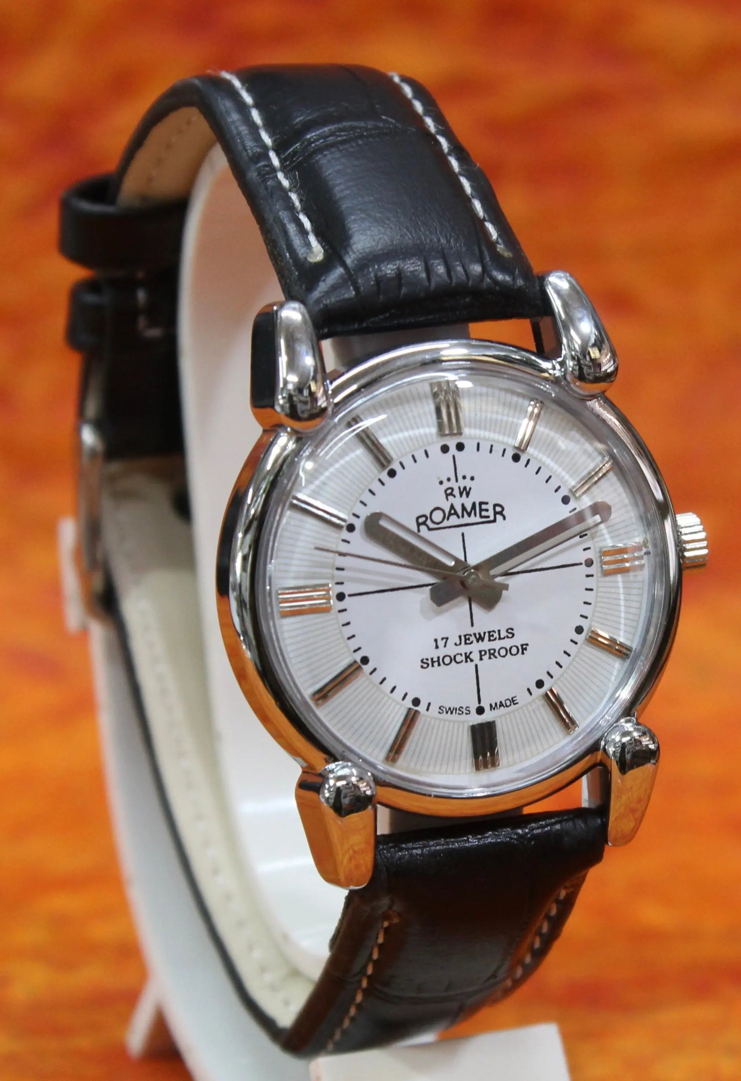 Roamer Vintage 17 Jewels FHF ST96 Mechanical Hand Winding Swiss Made White Dial Wristwatch - Genuine Vintage Watches