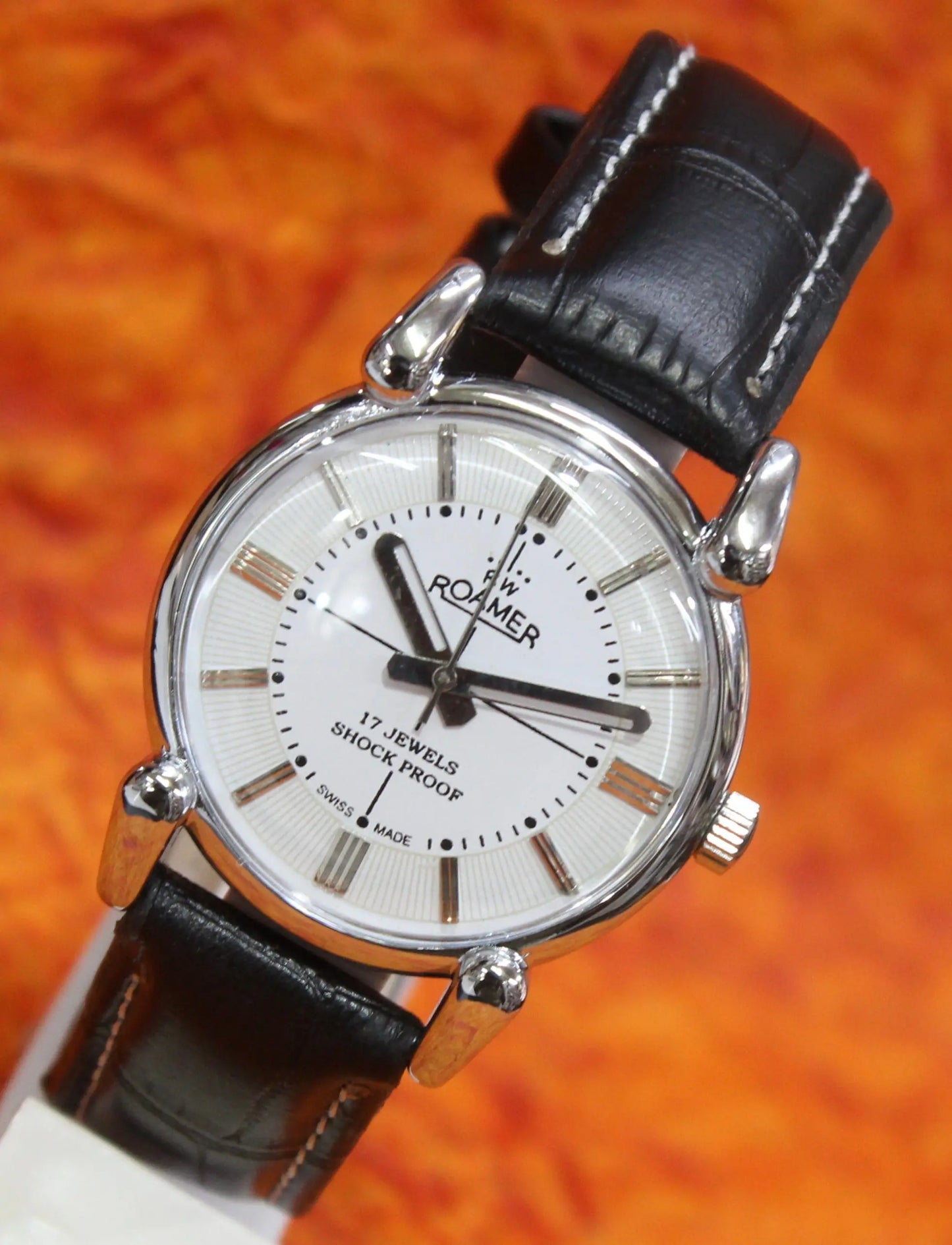 Roamer Vintage 17 Jewels FHF ST96 Mechanical Hand Winding Swiss Made White Dial Wristwatch - Genuine Vintage Watches
