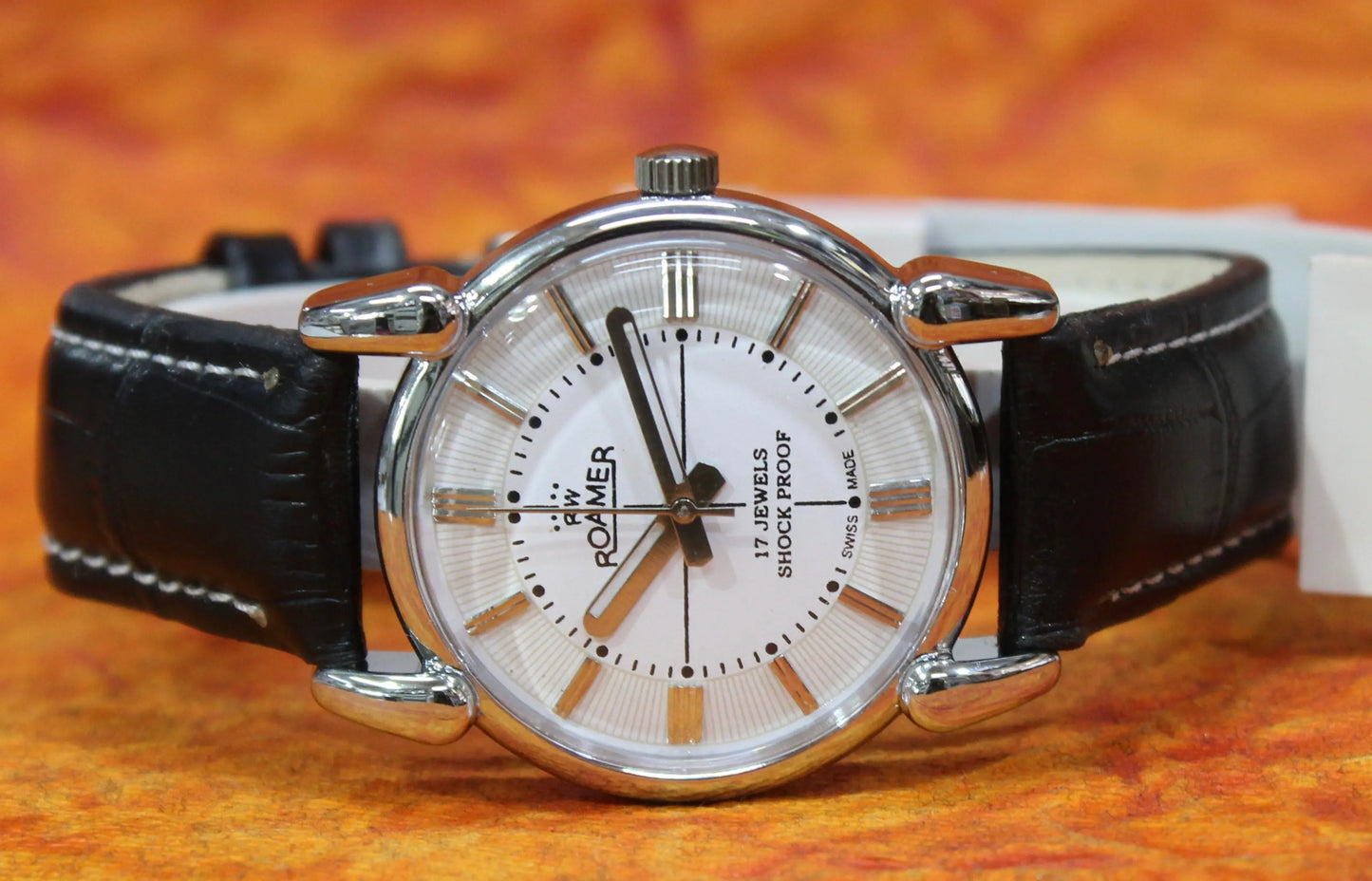 Roamer Vintage 17 Jewels FHF ST96 Mechanical Hand Winding Swiss Made White Dial Wristwatch - Genuine Vintage Watches