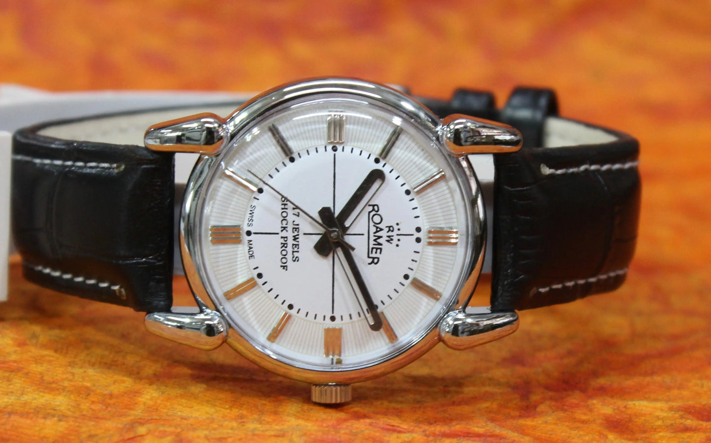 Roamer Vintage 17 Jewels FHF ST96 Mechanical Hand Winding Swiss Made White Dial Wristwatch - Genuine Vintage Watches