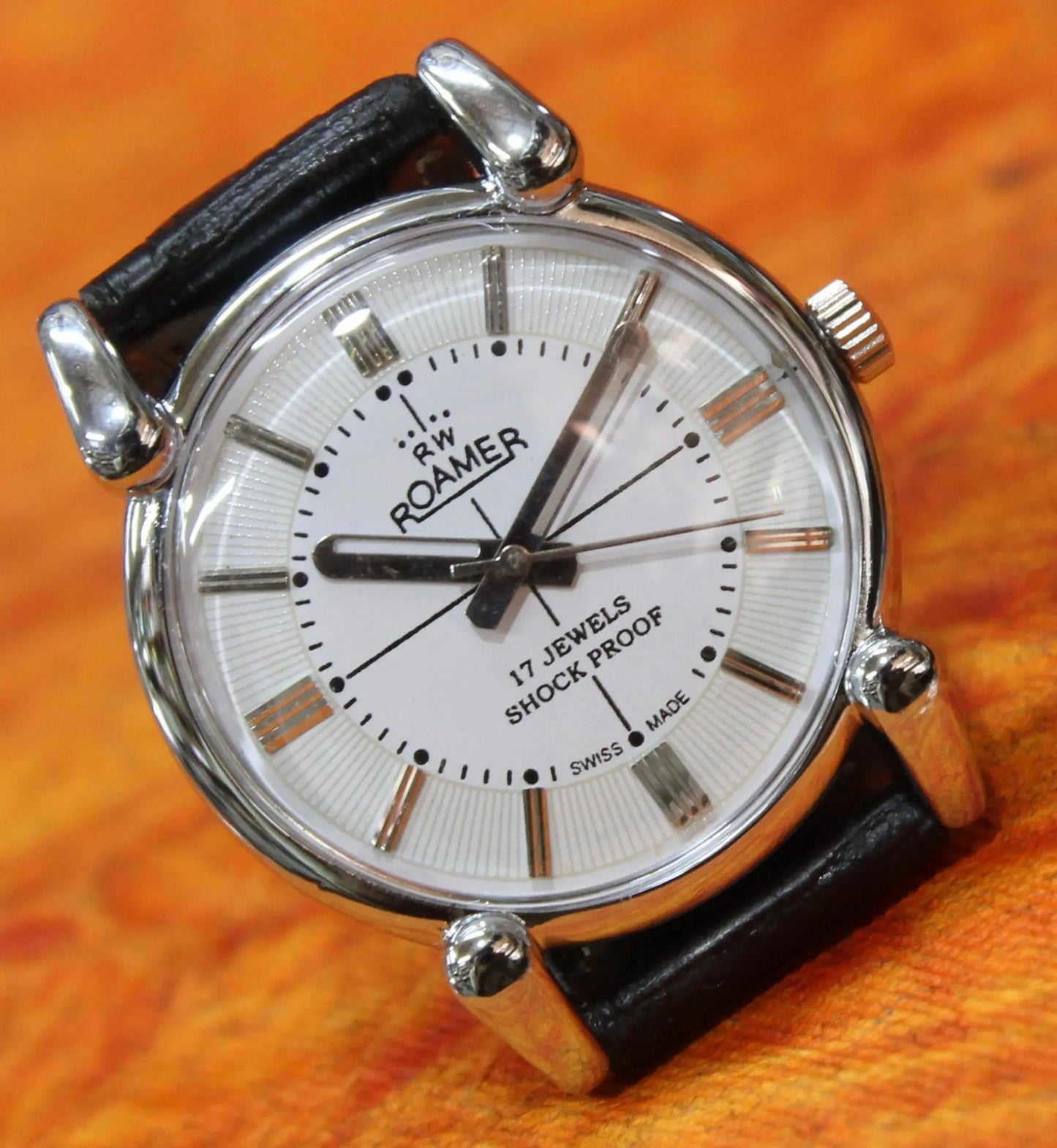 Roamer Vintage 17 Jewels FHF ST96 Mechanical Hand Winding Swiss Made White Dial Wristwatch - Genuine Vintage Watches