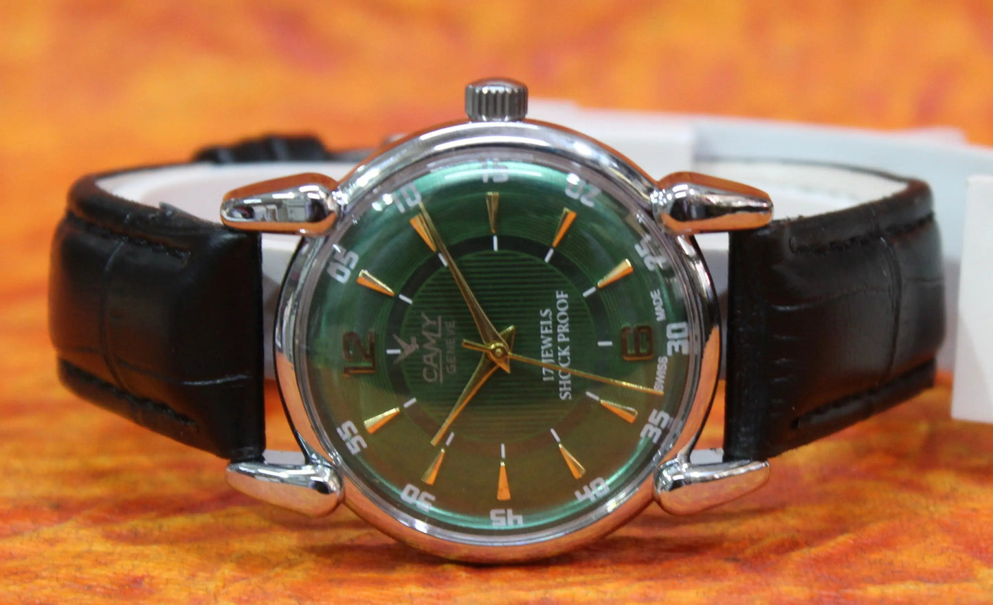 Camy Geneva Vintage 17 Jewels FHF ST96 Mechanical Hand Winding Swiss Made Green Dial Wristwatch - Genuine Vintage Watches