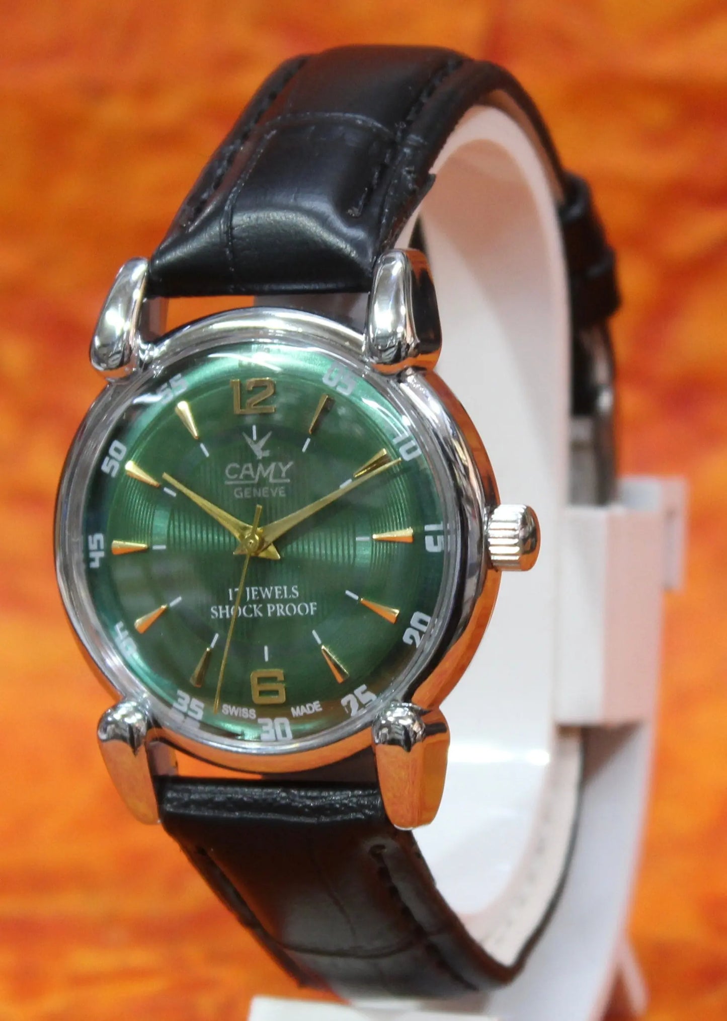 Camy Geneva Vintage 17 Jewels FHF ST96 Mechanical Hand Winding Swiss Made Green Dial Wristwatch - Genuine Vintage Watches