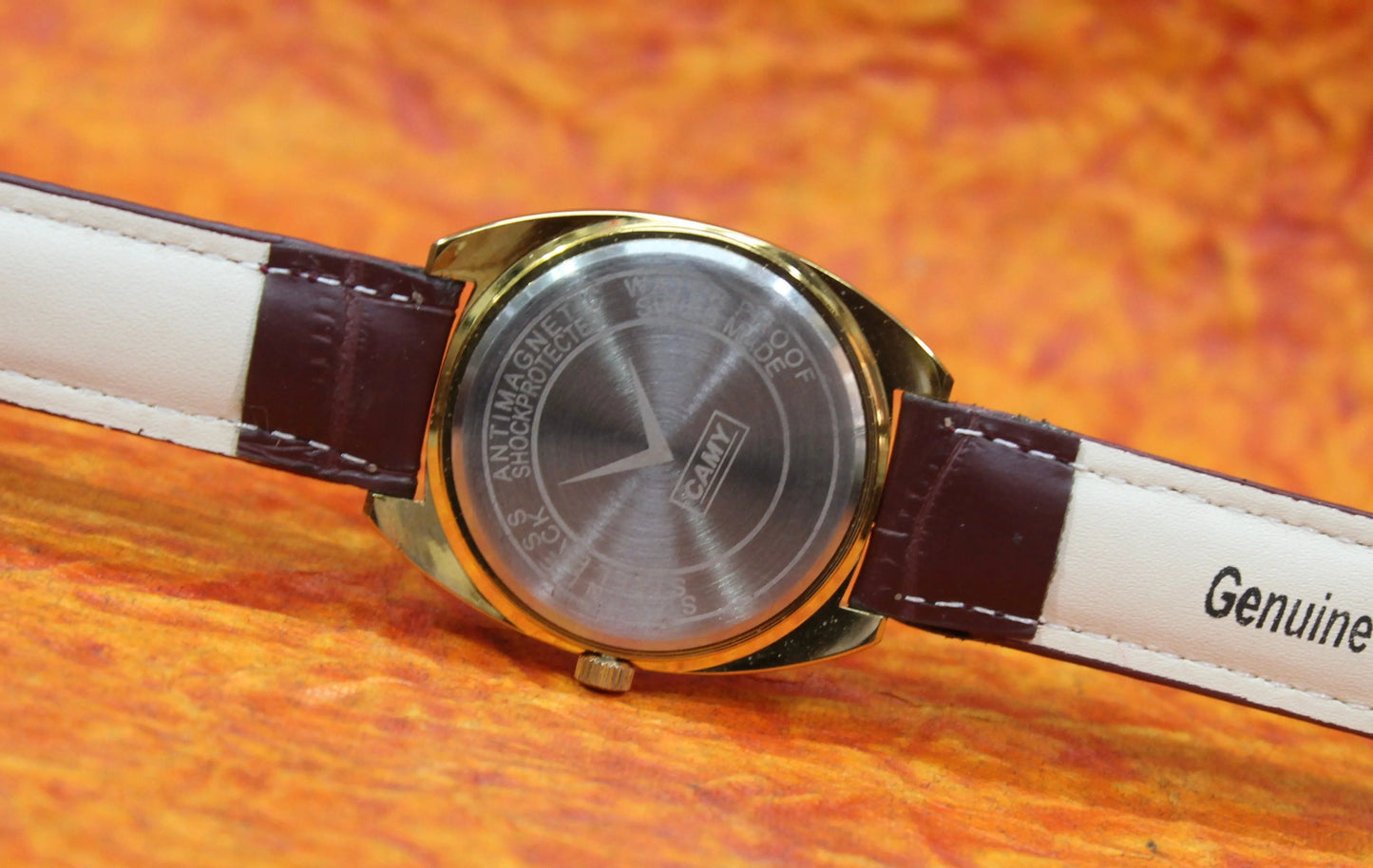 Camy Geneva Vintage 17 Jewels FHF ST96 Mechanical Hand Winding Swiss Made Red Dial Wristwatch - Genuine Vintage Watches