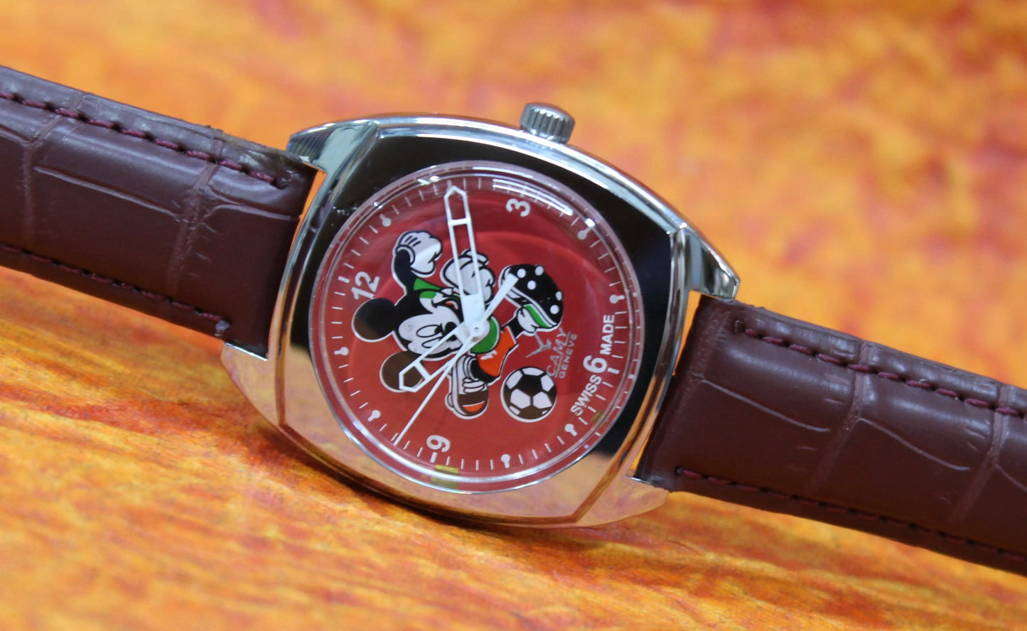 Camy Geneva Vintage 17 Jewels FHF ST96 Mechanical Hand Winding Swiss Made Red Dial Wristwatch - Genuine Vintage Watches