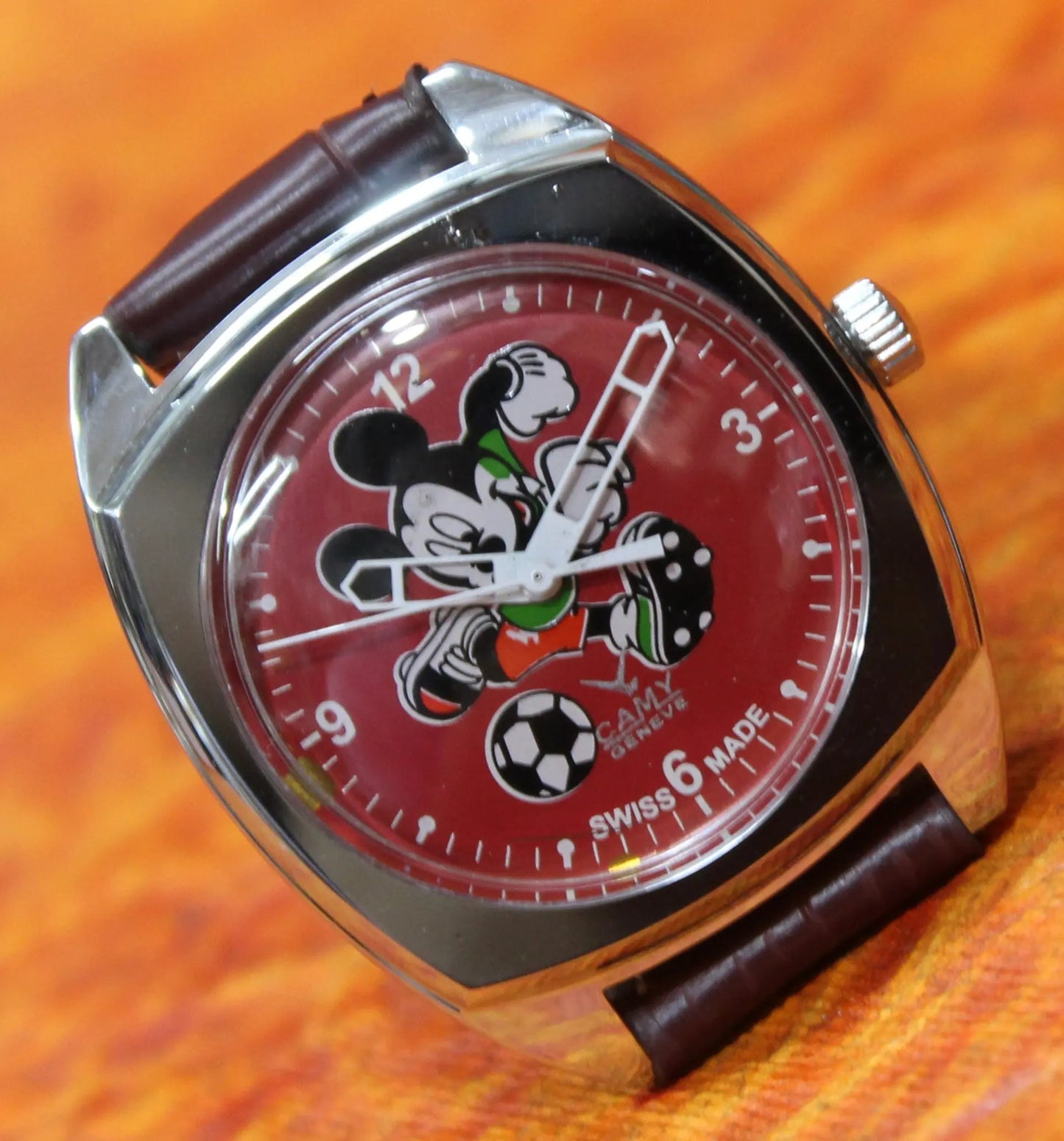Camy Geneva Vintage 17 Jewels FHF ST96 Mechanical Hand Winding Swiss Made Red Dial Wristwatch - Genuine Vintage Watches