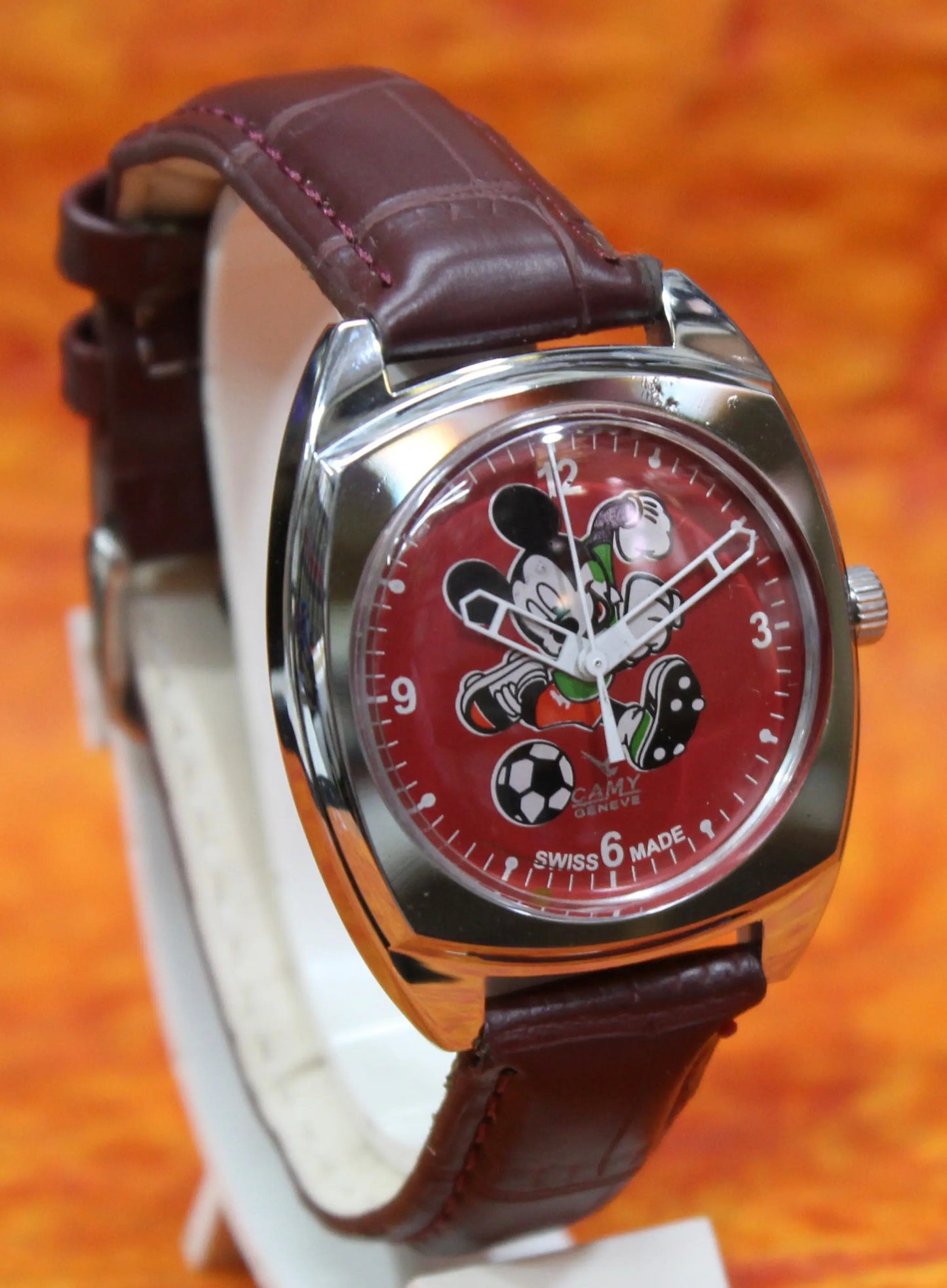 Camy Geneva Vintage 17 Jewels FHF ST96 Mechanical Hand Winding Swiss Made Red Dial Wristwatch - Genuine Vintage Watches