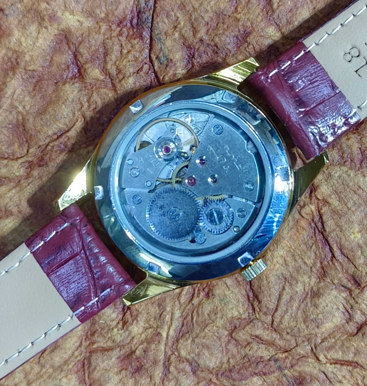 HMT Malhar Manual Wind Mechanical Men's Wristwatch Exhibition Back Vintage Geniune-Vintage-Watches