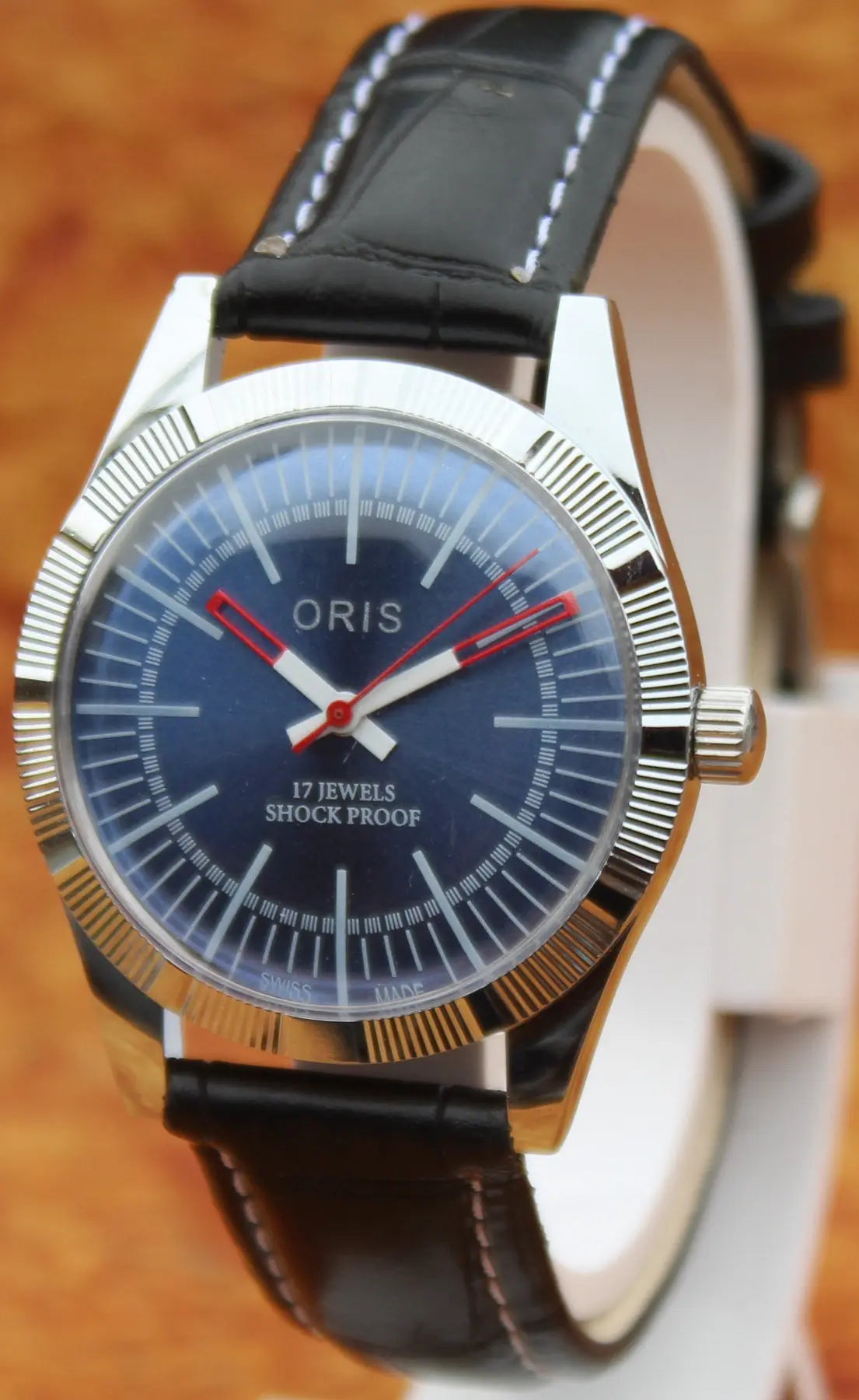 Vintage Oris Dark Blue Dial 17 Jewels Swiss Movement fashion St96 Beautiful Hands