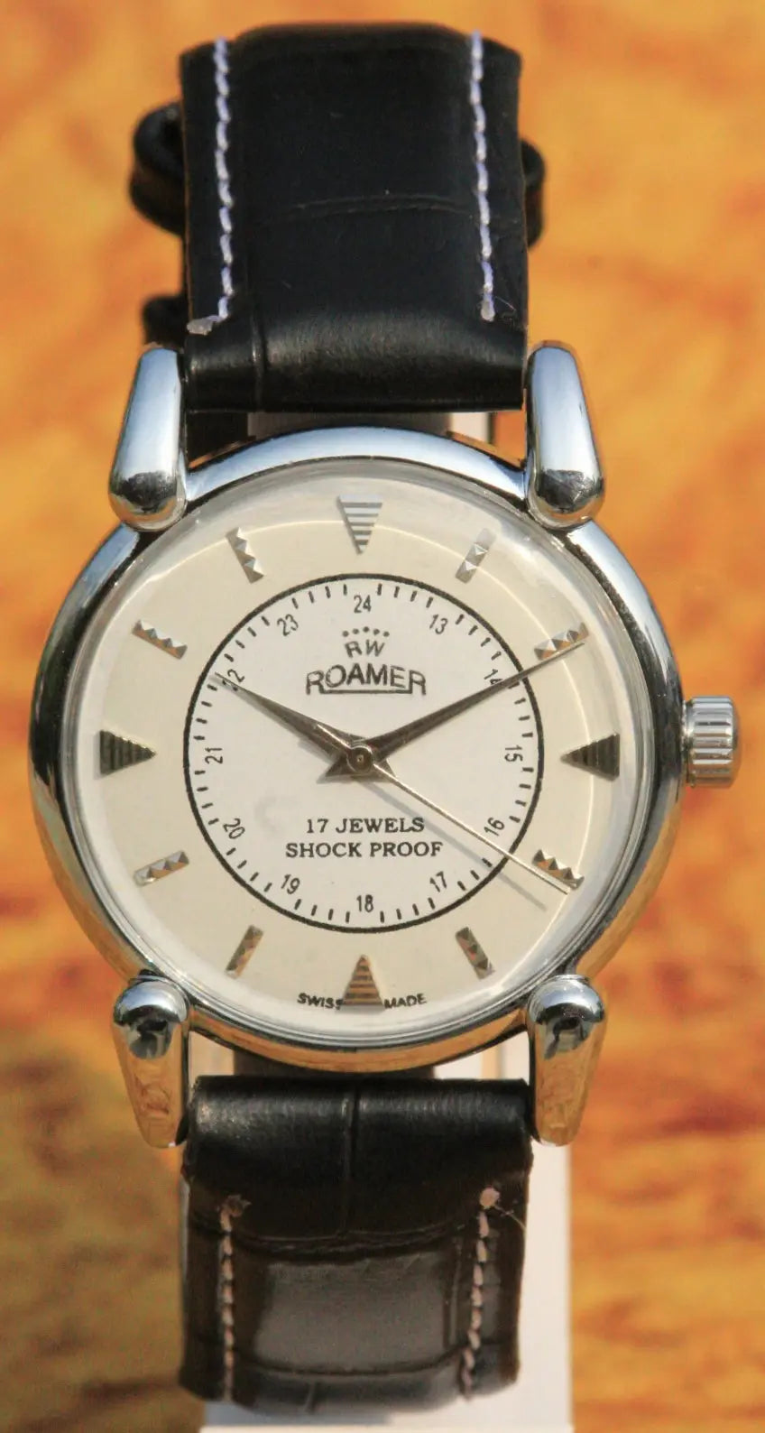 Antique Wristwatch Vintage Roamer 17 Jewels FHF ST96 Mechanical Hand Wind Swiss Made Men's - Genuine Vintage Watches