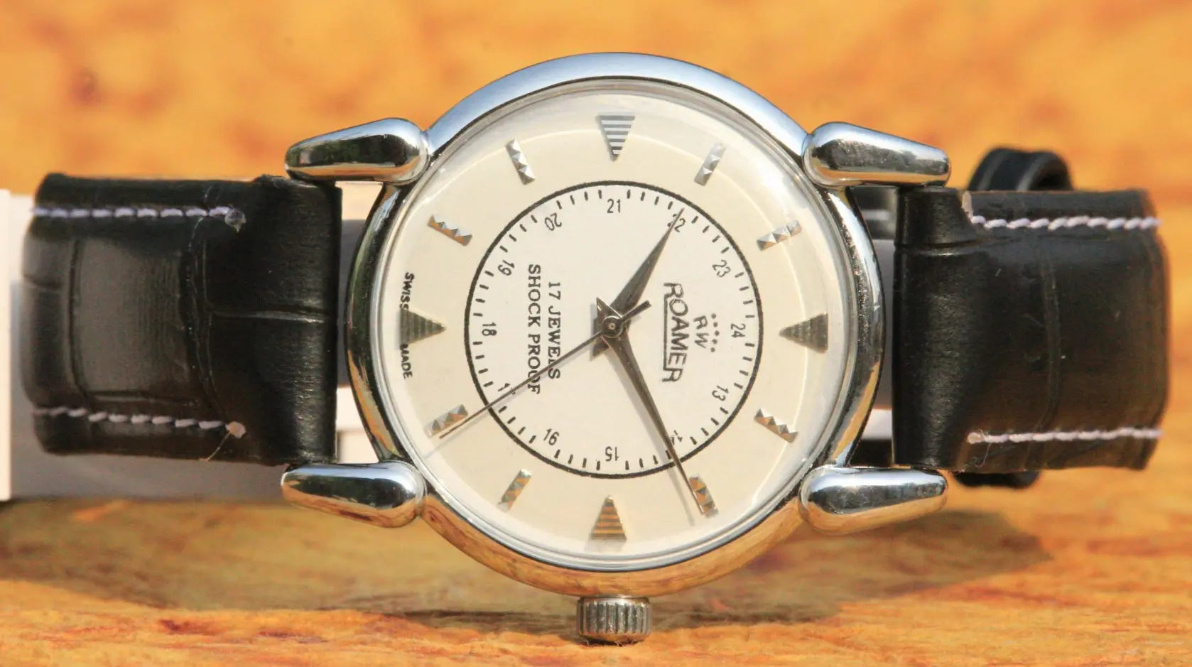 Antique Wristwatch Vintage Roamer 17 Jewels FHF ST96 Mechanical Hand Wind Swiss Made Men's - Genuine Vintage Watches