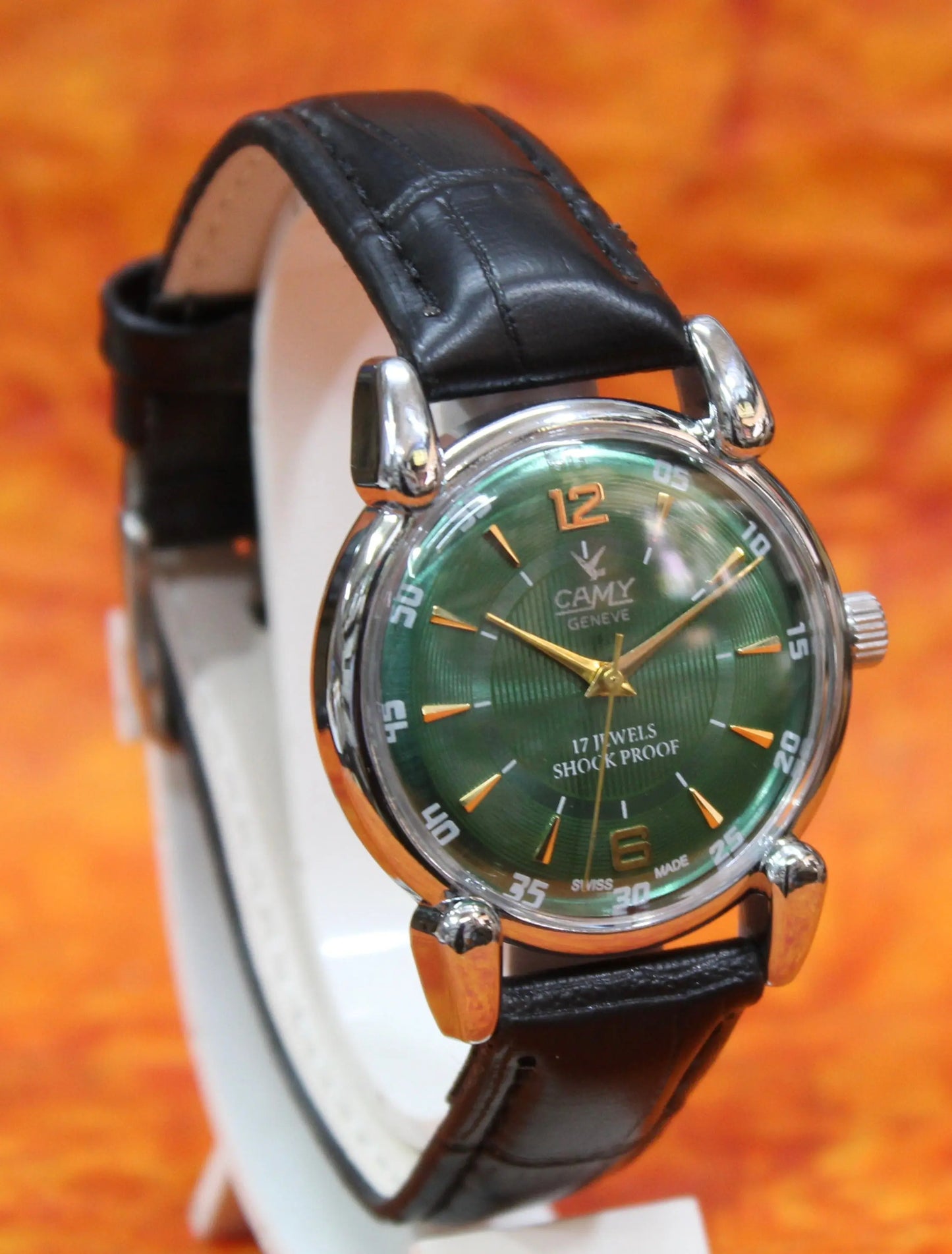 Camy Geneva Vintage 17 Jewels FHF ST96 Mechanical Hand Winding Swiss Made Green Dial Wristwatch - Genuine Vintage Watches