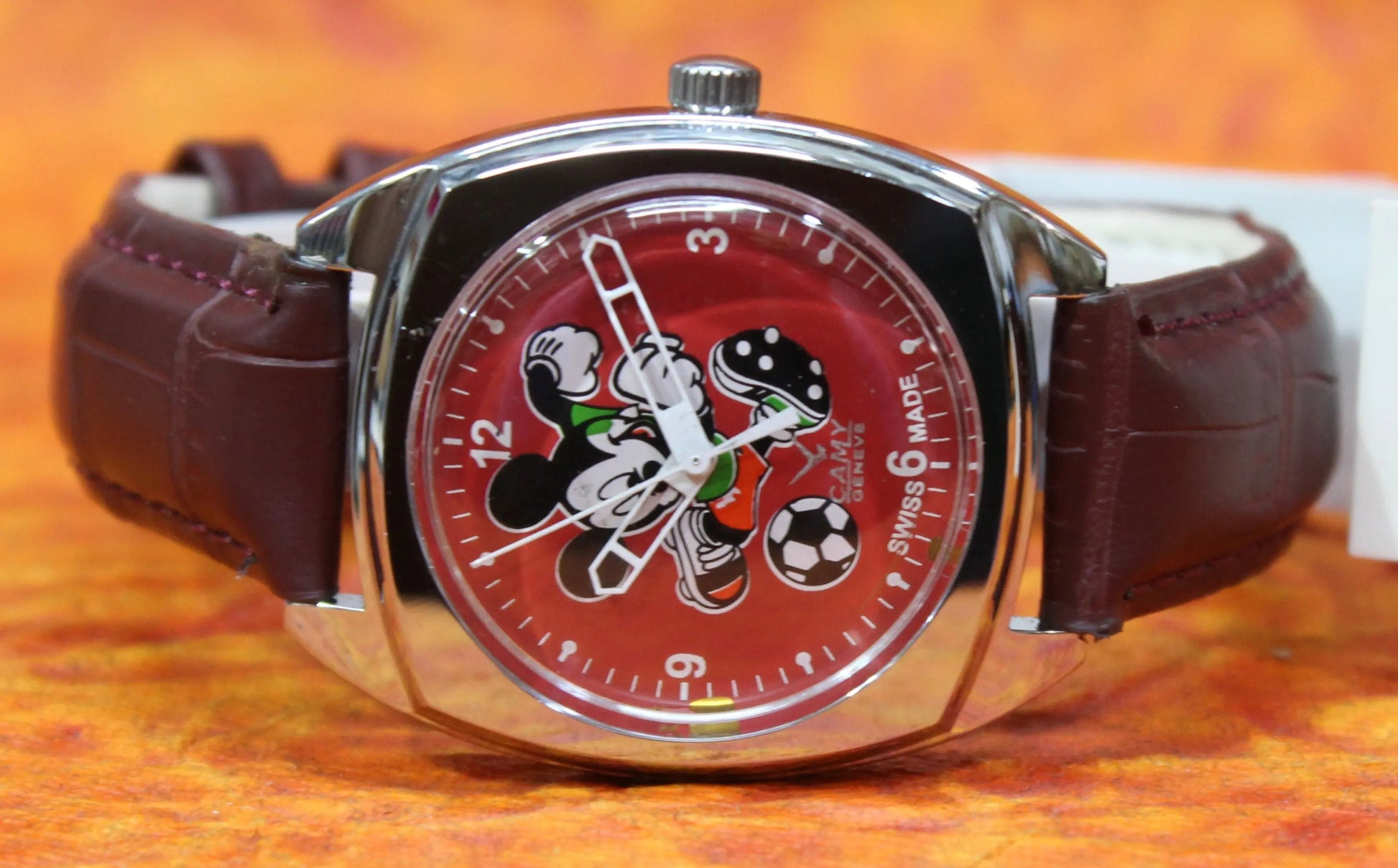 Camy Geneva Vintage 17 Jewels FHF ST96 Mechanical Hand Winding Swiss Made Red Dial Wristwatch - Genuine Vintage Watches