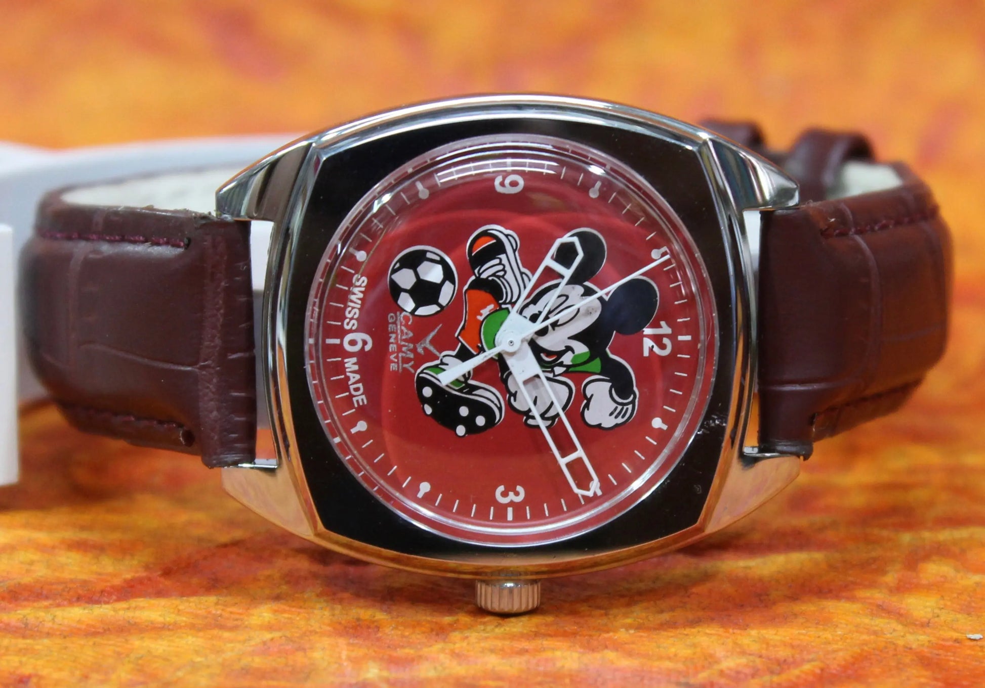 Camy Geneva Vintage 17 Jewels FHF ST96 Mechanical Hand Winding Swiss Made Red Dial Wristwatch - Genuine Vintage Watches