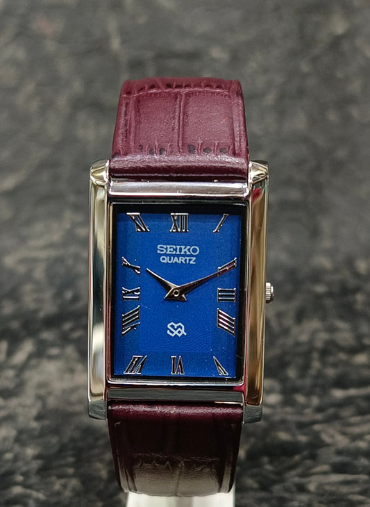 Seiko Quartz Tank Watch Slim Two Hands Wristwatch Geniune-Vintage-Watches