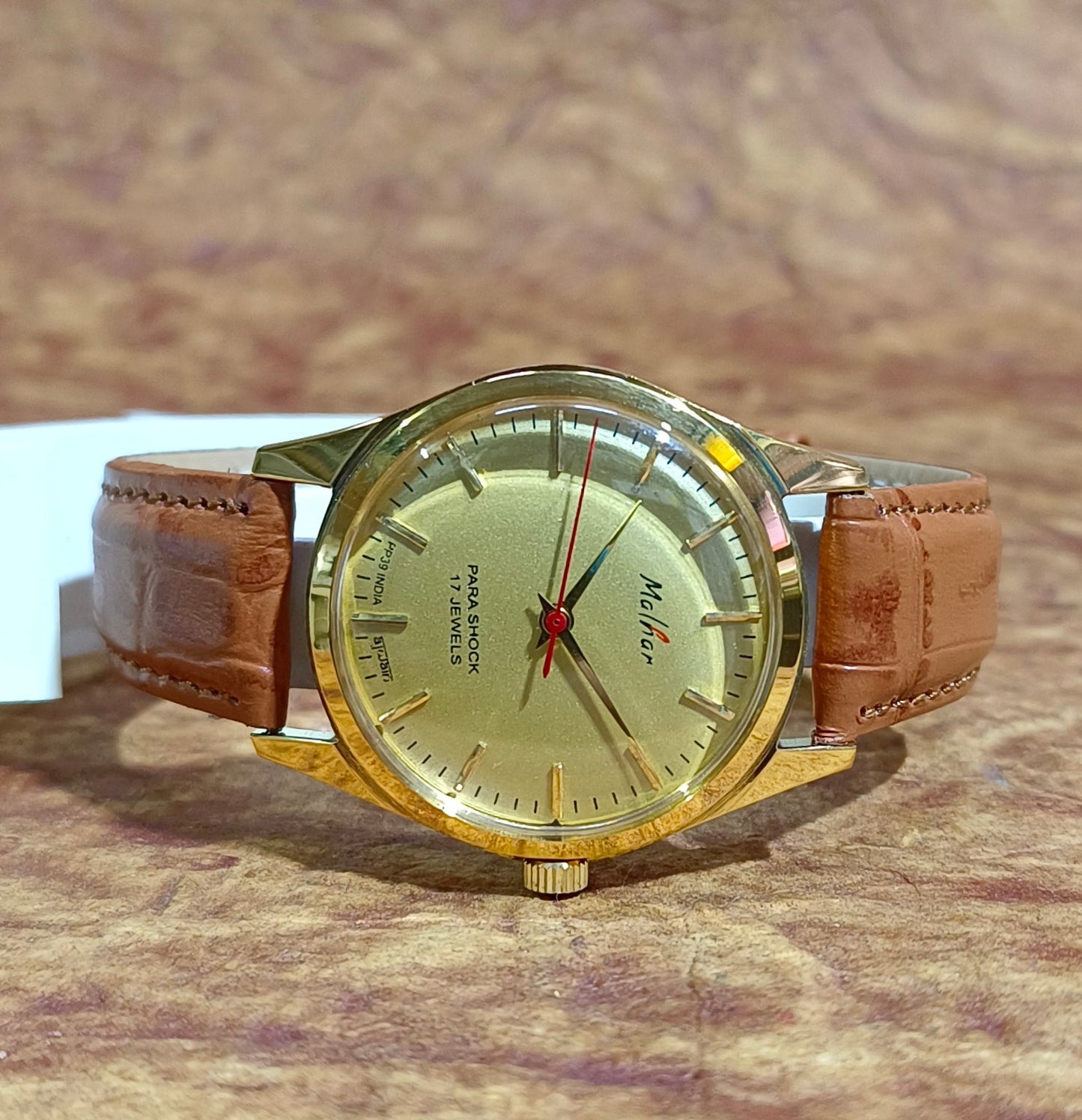 HMT Malhar Hand Wind Mechanical See-Through Back Vintage Men's Dress Wristwatch Geniune-Vintage-Watches