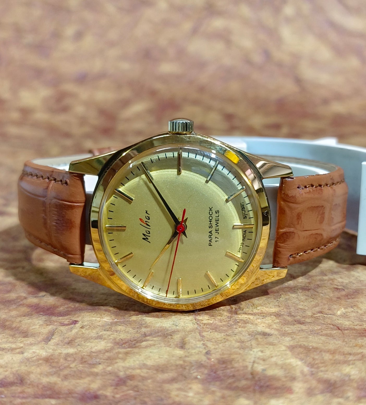 HMT Malhar Hand Wind Mechanical See-Through Back Vintage Men's Dress Wristwatch Geniune-Vintage-Watches