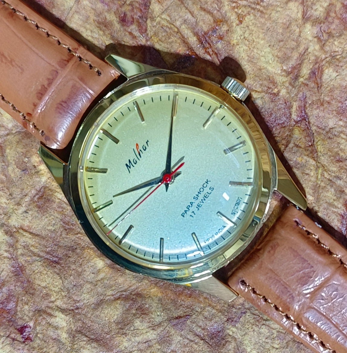 HMT Malhar Hand Wind Mechanical See-Through Back Vintage Men's Dress Wristwatch Geniune-Vintage-Watches