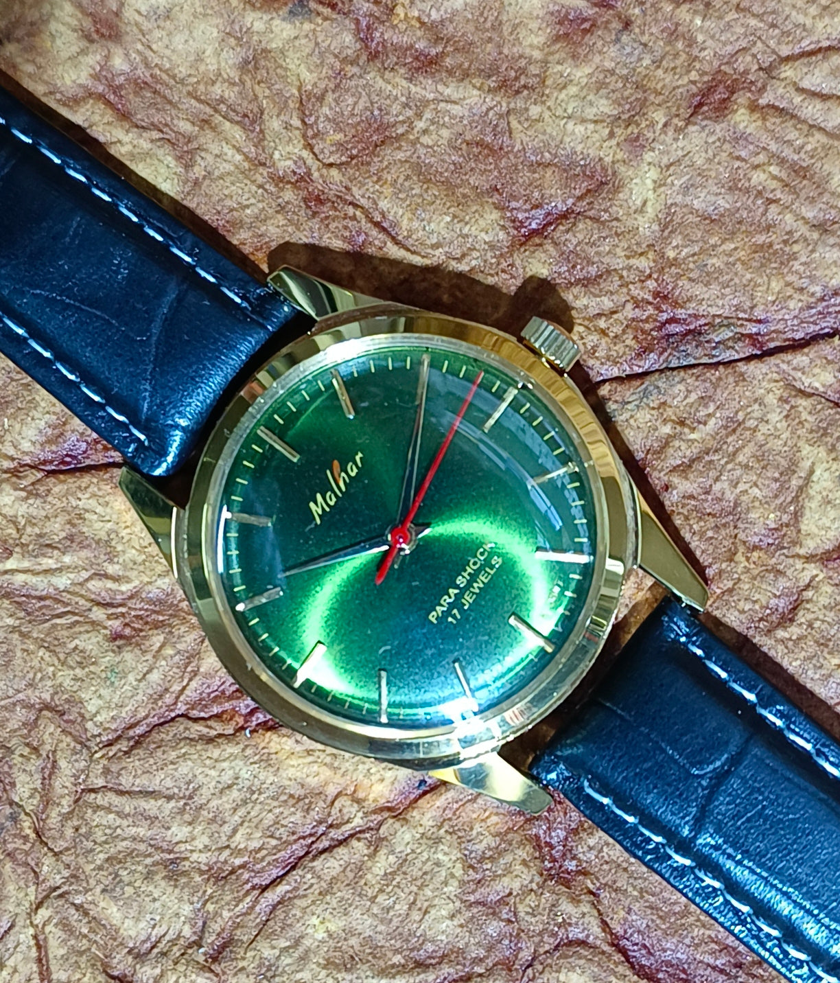 Vintage HMT Malhar Manual Wind Mechanical Watch Exhibition Case Back Men's Watch Geniune-Vintage-Watches