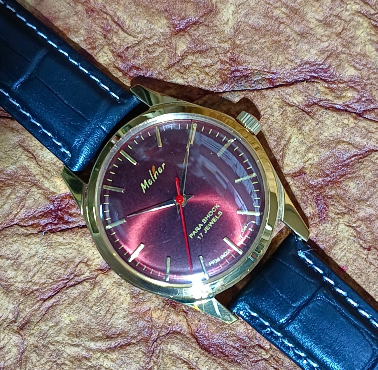 HMT Malhar Mechanical Hand Winding Wristwatch See-Through Back Vintage Watch Geniune-Vintage-Watches