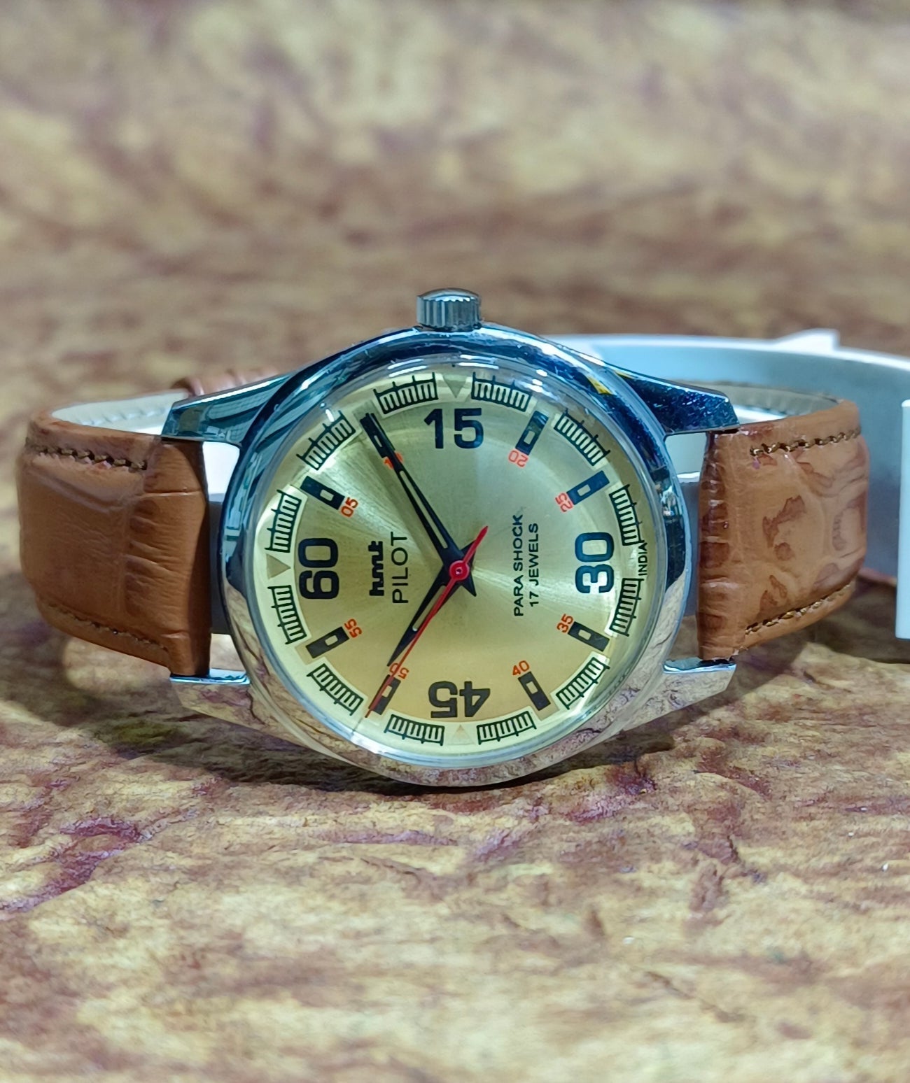 HMT Pilot Hand Wind Mechanical Stainless Steel See-Through Back Vintage Men's Watch Geniune-Vintage-Watches