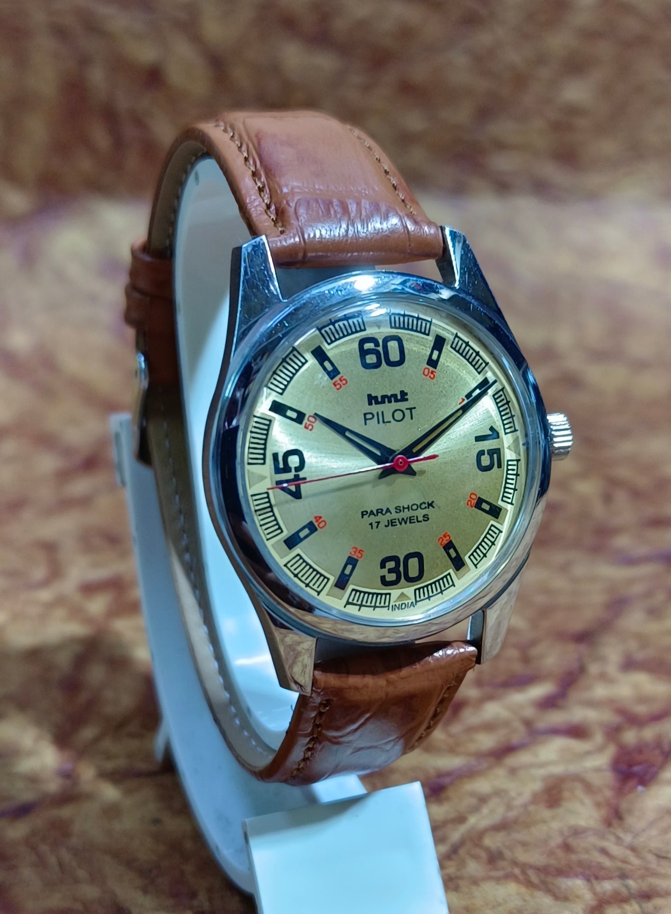 HMT Pilot Hand Wind Mechanical Stainless Steel See-Through Back Vintage Men's Watch Geniune-Vintage-Watches