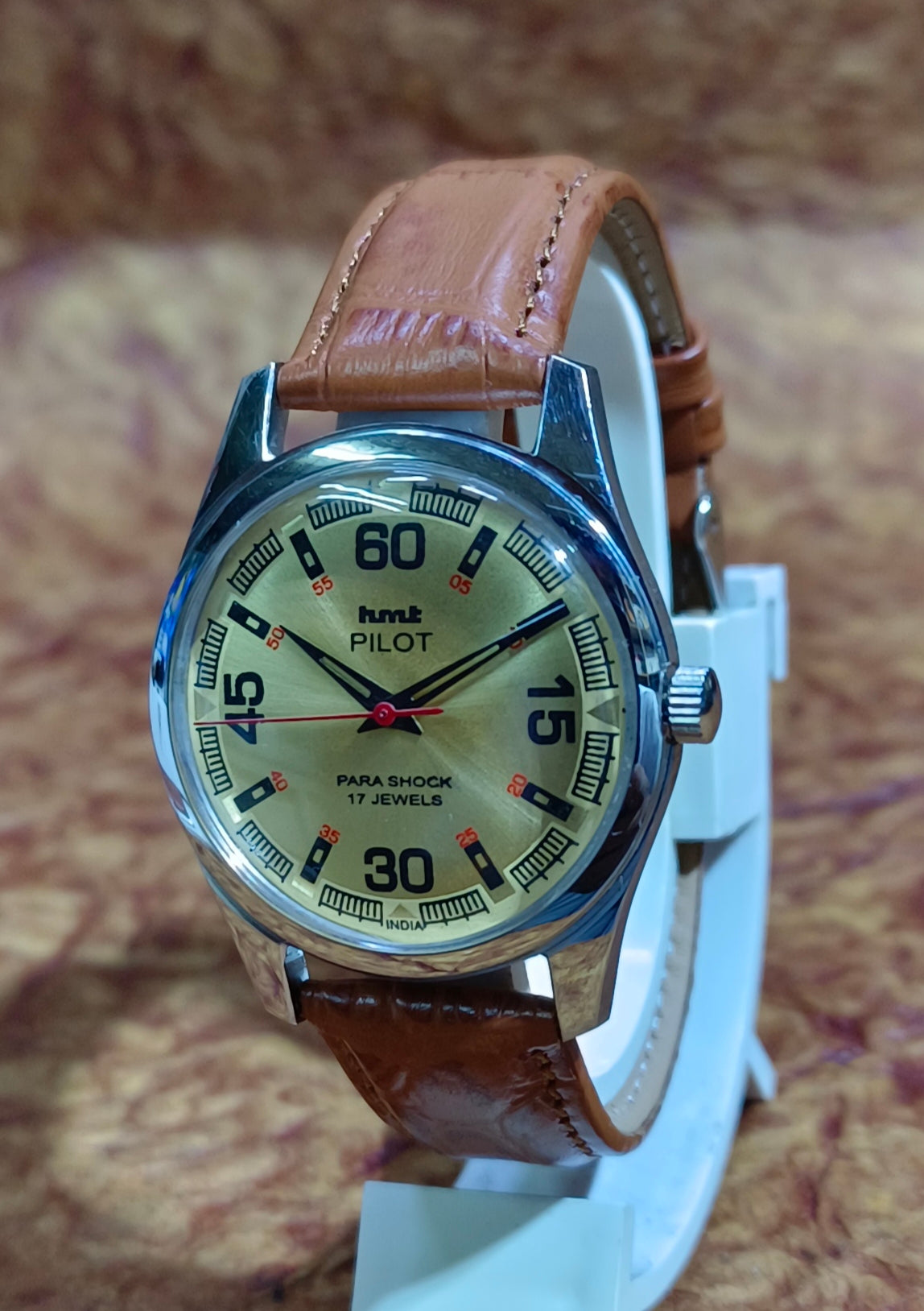 HMT Pilot Hand Wind Mechanical Stainless Steel See-Through Back Vintage Men's Watch Geniune-Vintage-Watches