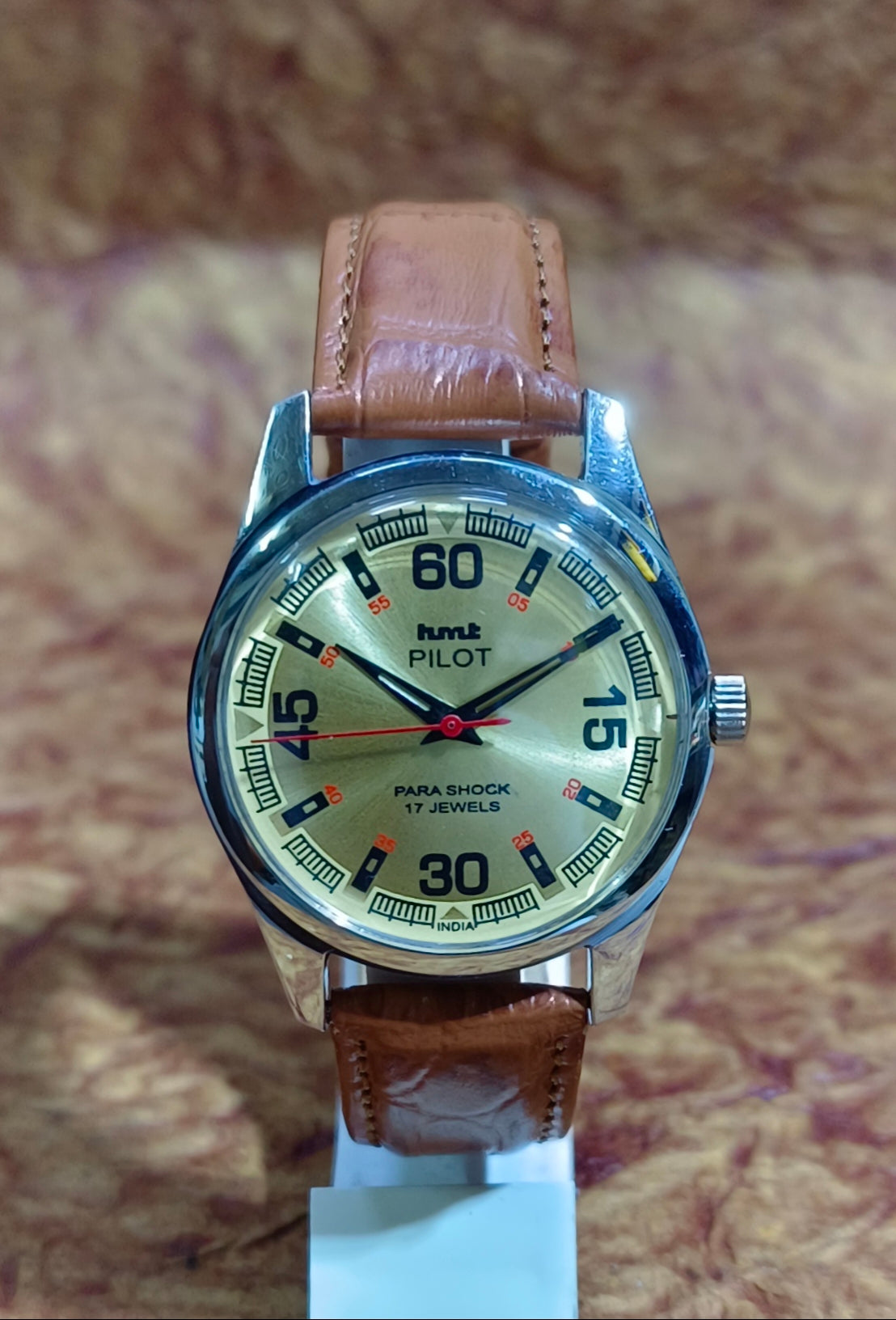HMT Pilot Hand Wind Mechanical Stainless Steel See-Through Back Vintage Men's Watch Geniune-Vintage-Watches