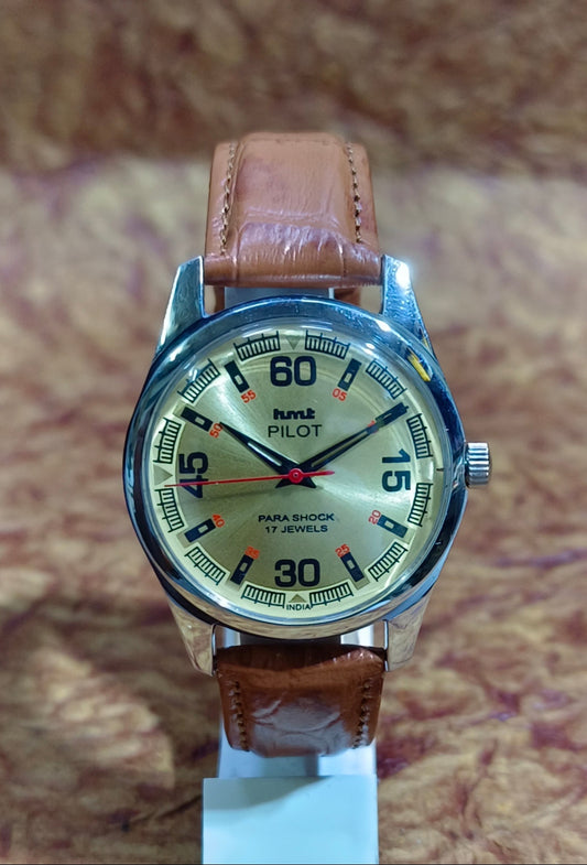 HMT Pilot Hand Wind Mechanical Stainless Steel See-Through Back Vintage Men's Watch Geniune-Vintage-Watches